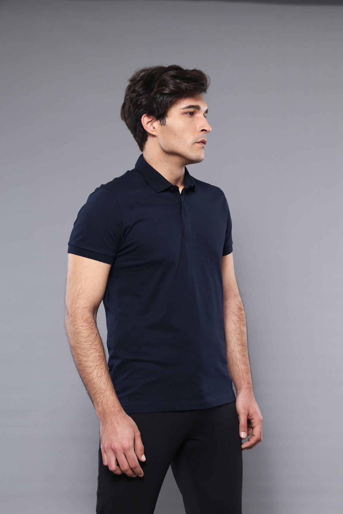 Polo Yaka Düz Lacivert T-shirt | Wessi
