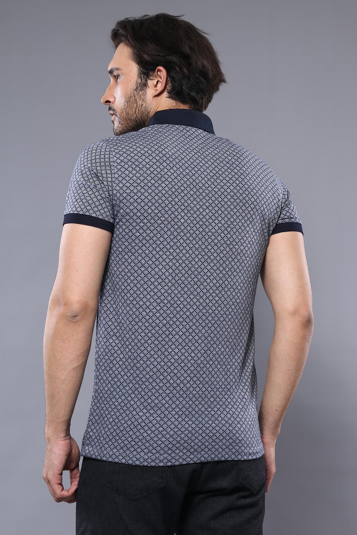 Desenli Polo Yaka Lacivert T-shirt | Wessi