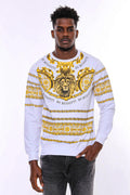 White Printed Stone-Studded Sweatshirt - Wessi