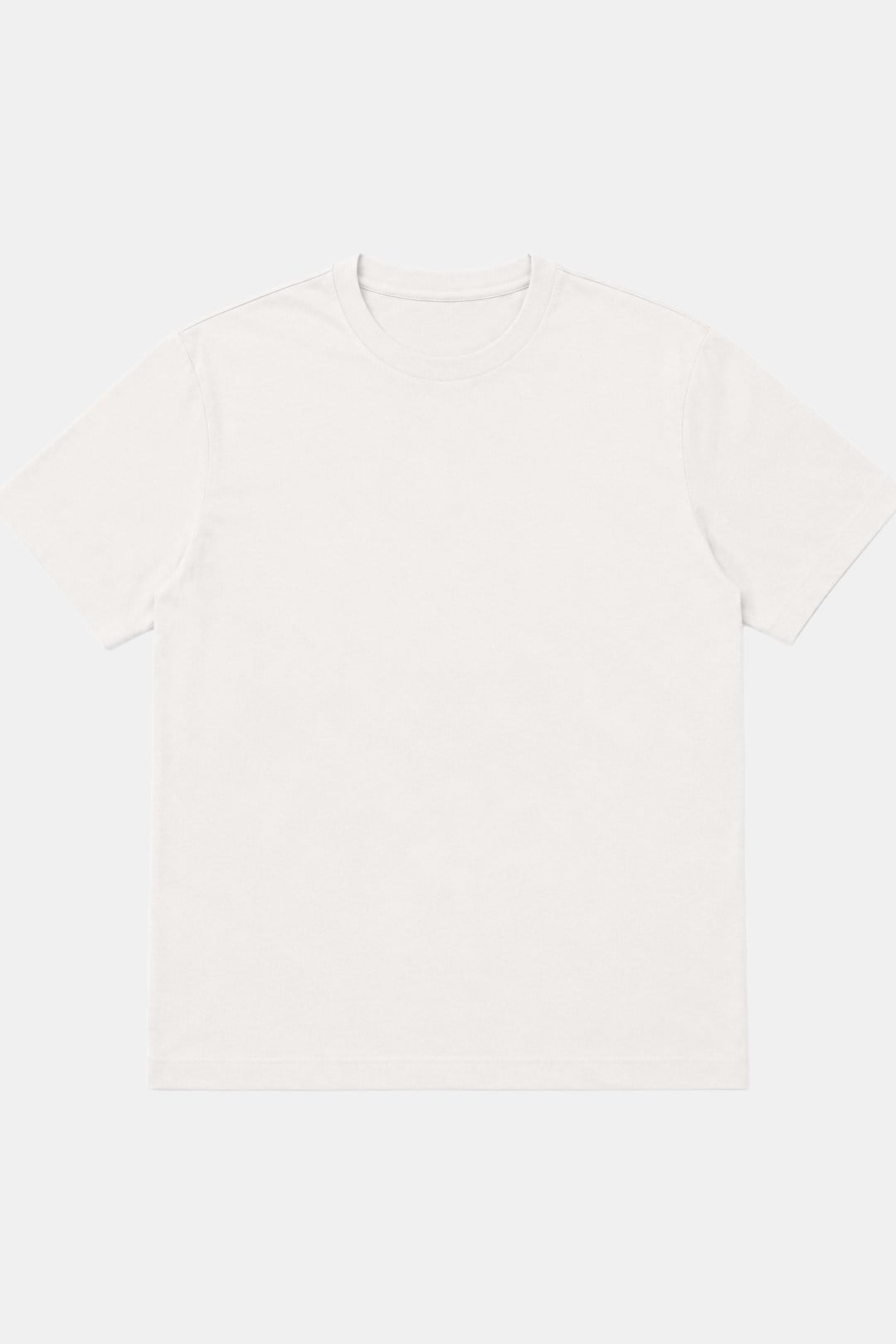 Açık Ekru %100 Pamuk Bisiklet Yaka Düz Renk Basic T-Shirt
