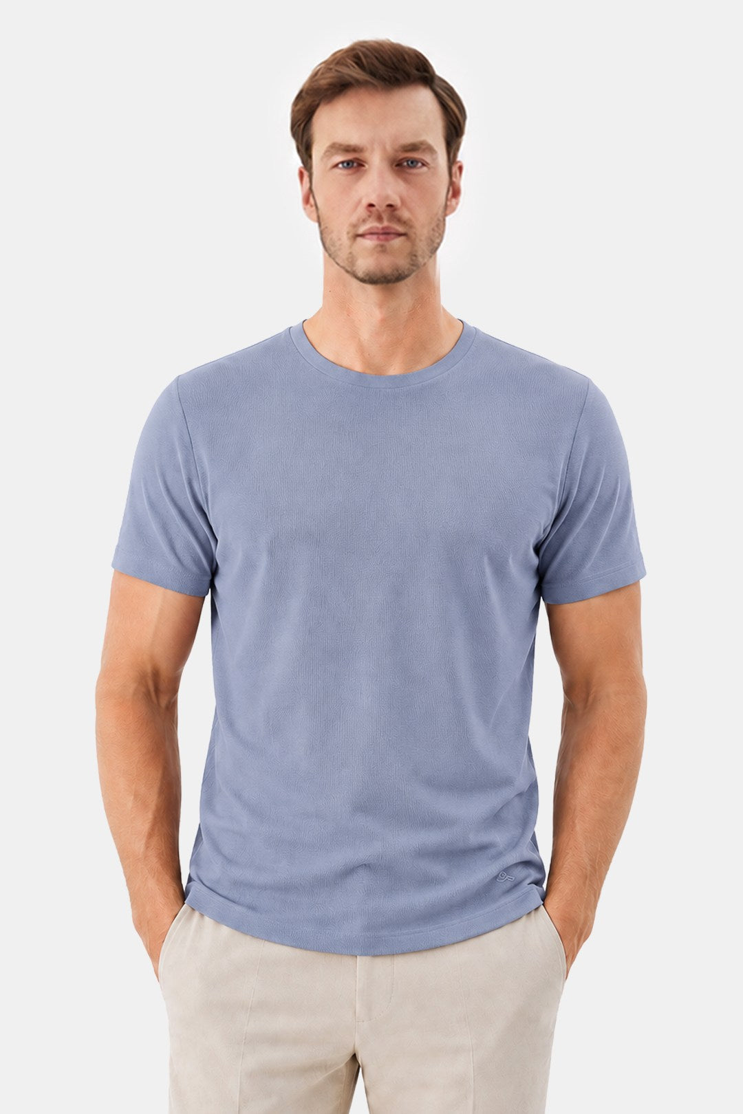 Açık İndigo SUPERFINE MERSERIZE COTTON T-SHIRT