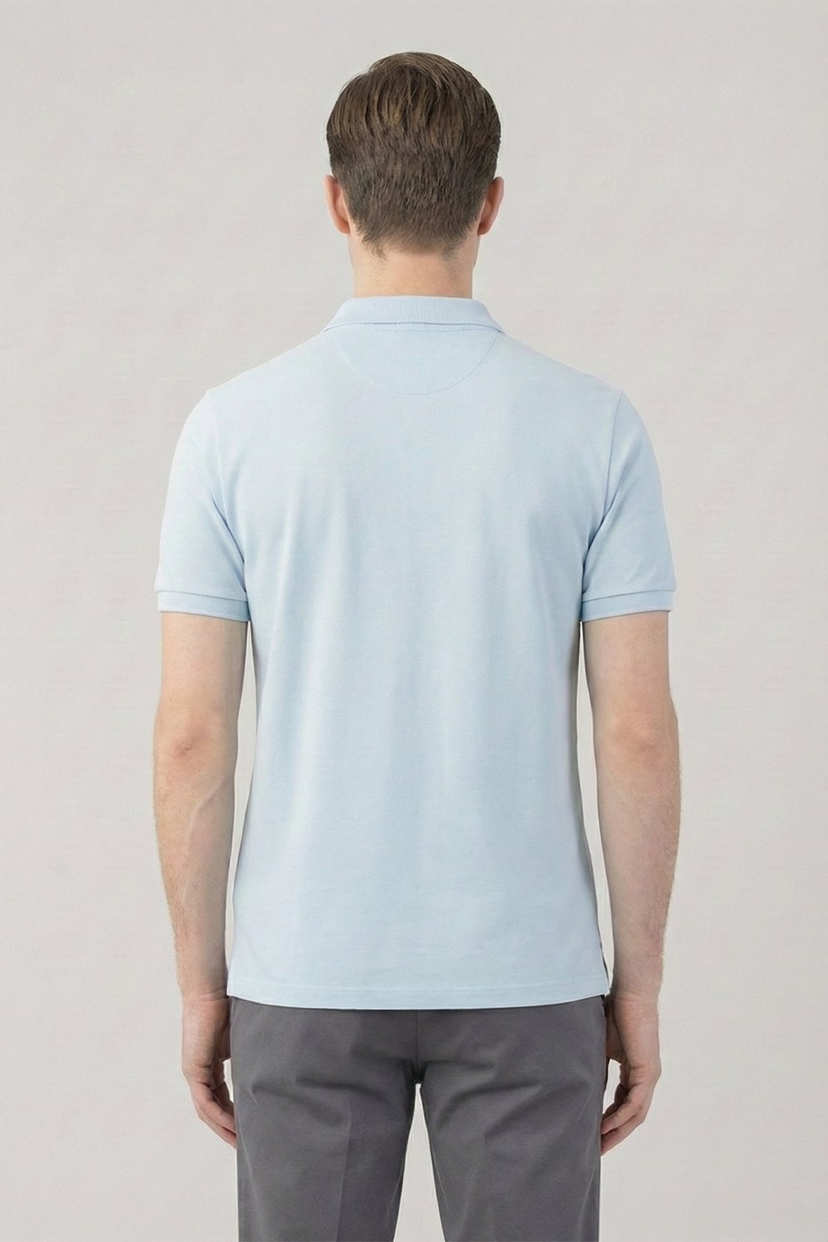 Giotelli Erkek Açık Mavi Dar Kesim Slim Fit %100 Pamuk Dokuma Polo Yaka Erkek Tişört
