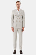 Beige Double-Breasted Suit
