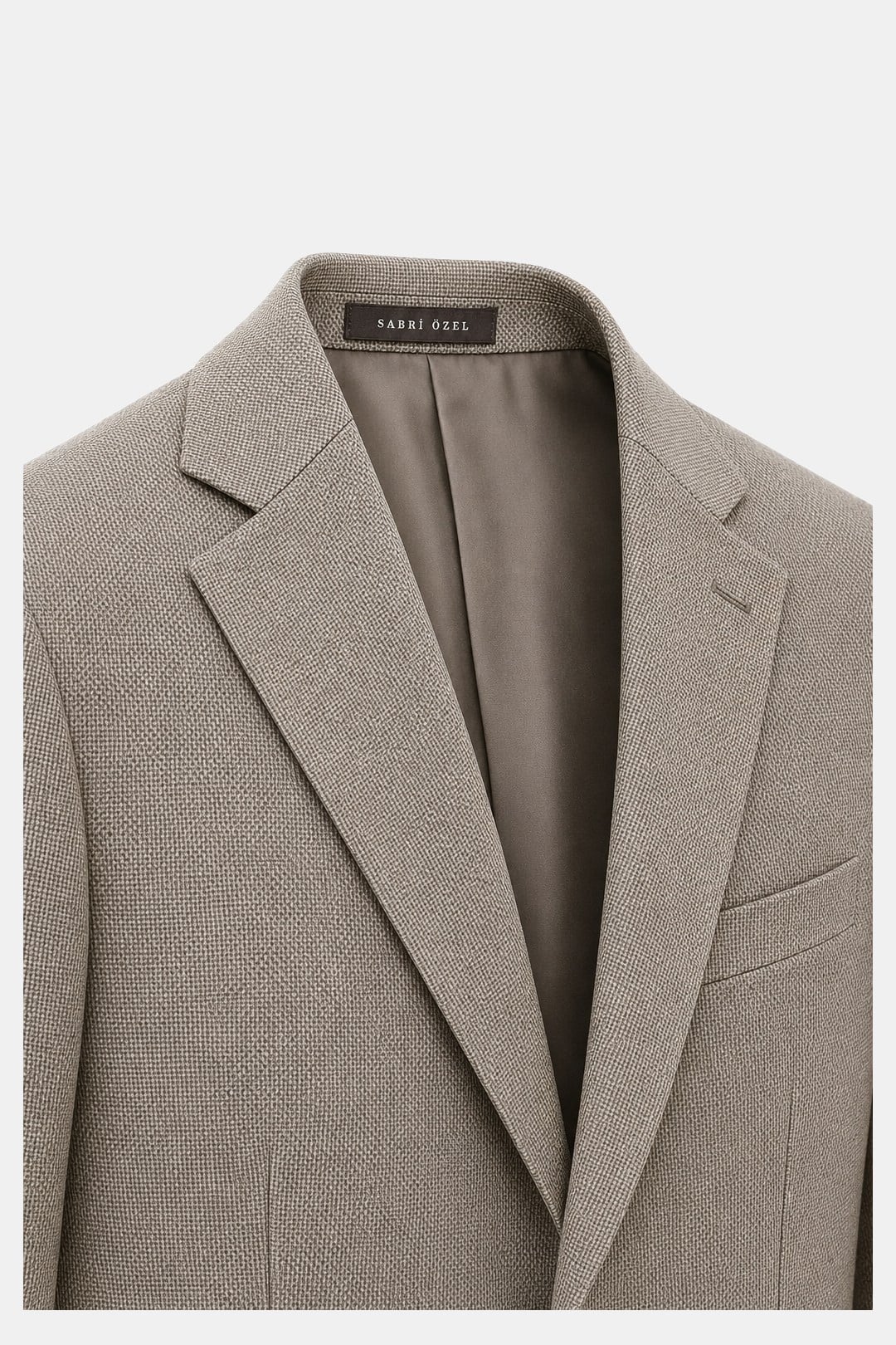 Bej Slim Fit Normal Bel 6 Drop Mono Yaka Takım Elbise