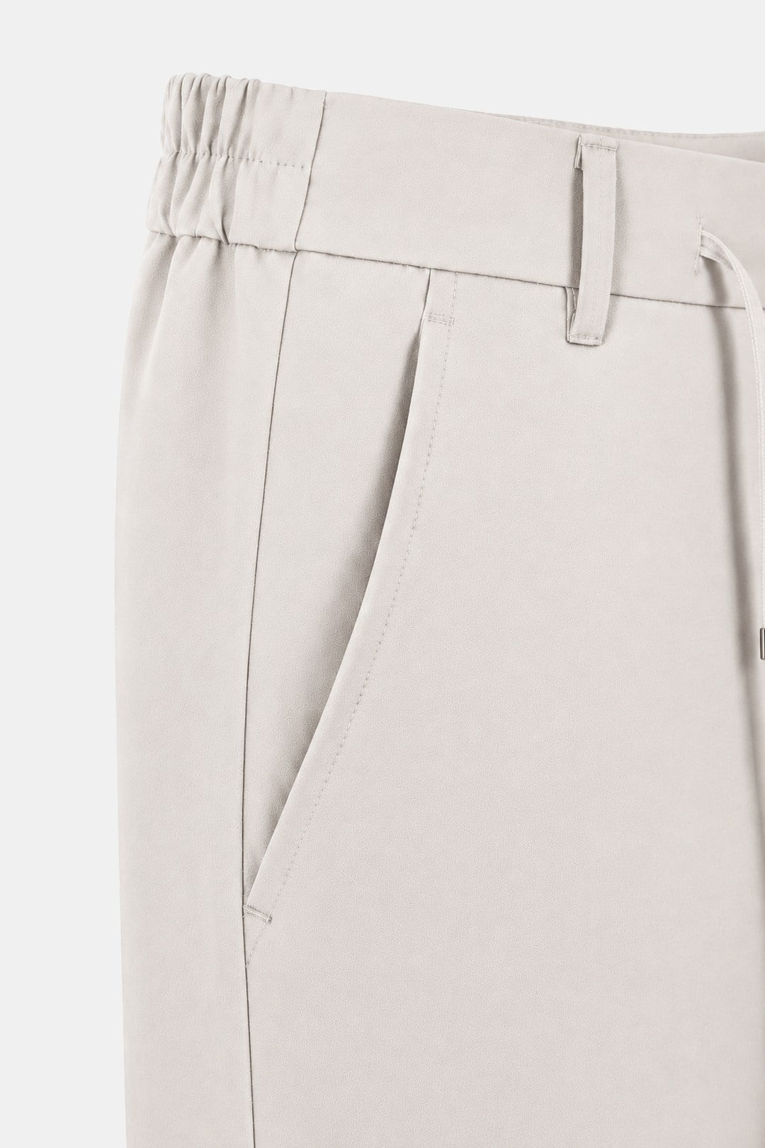 Bej Dokulu Arka Lastikli Köprü Kemerli Bağcıklı Slim Fit Jogger Pantolon