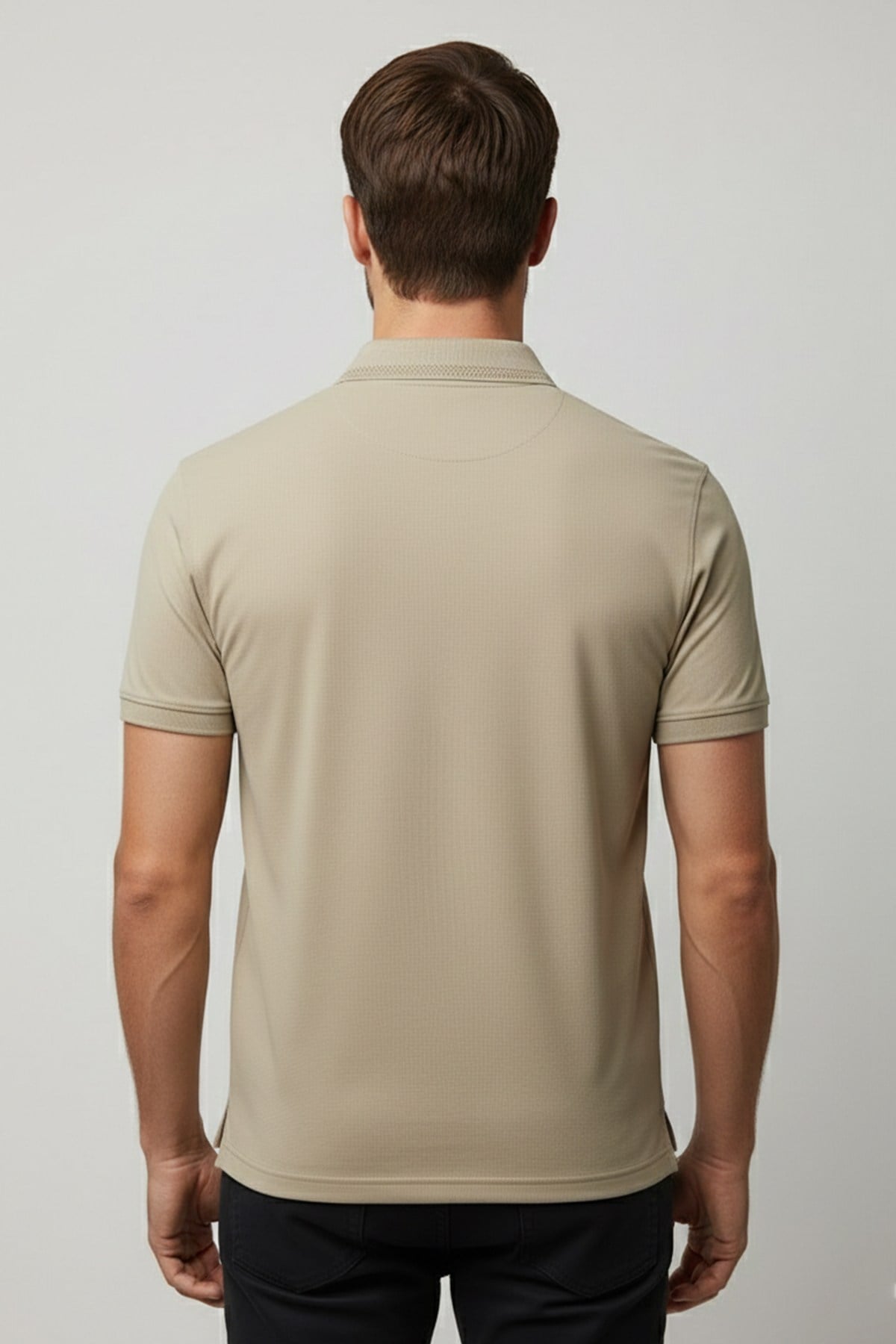 Bej %100 Pamuk Polo Yaka T-Shirt
