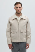 Bej Triko Yaka Bomber Mont