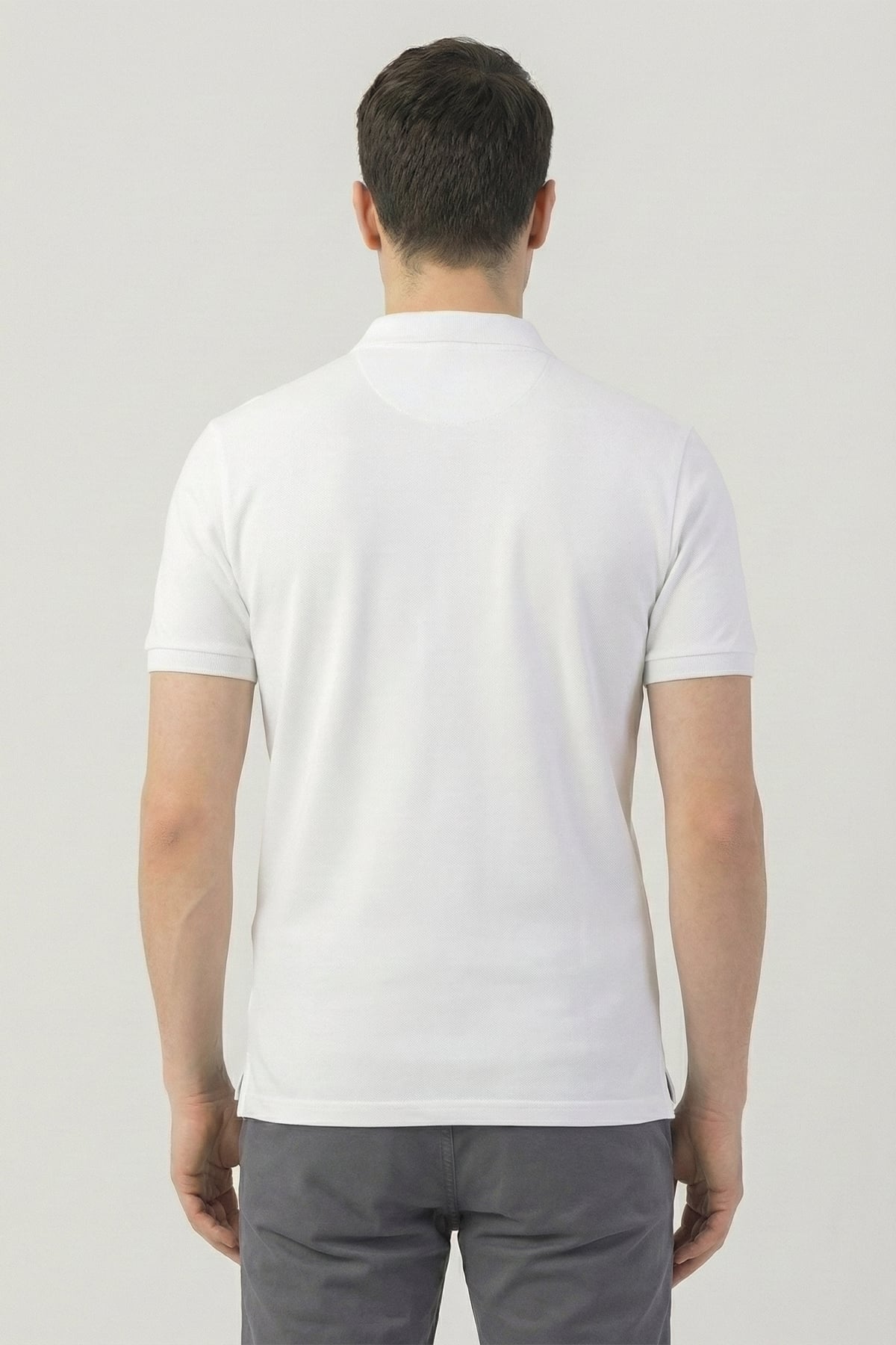 Giotelli Erkek Beyaz Dar Kesim Slim Fit %100 Pamuk Dokuma Polo Yaka Erkek Tişört
