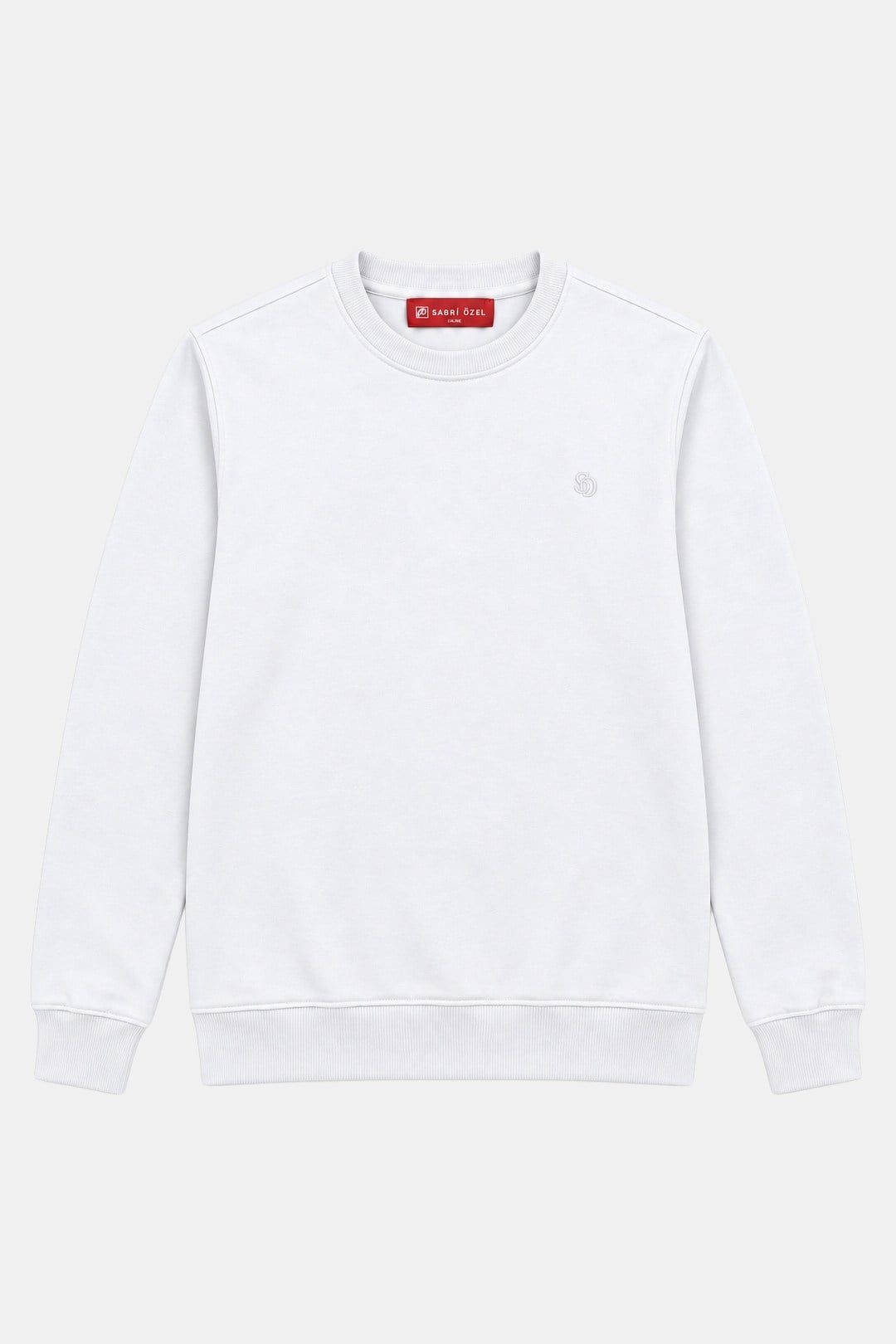 Beyaz Basic Erkek Sweatshirt