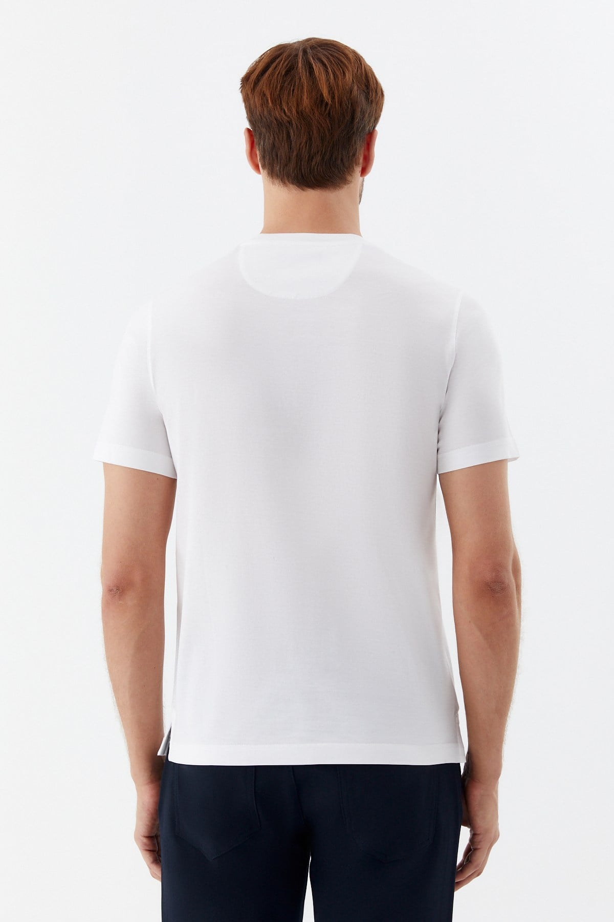 Bisiklet Yaka Basic Erkek T-Shirt Beyaz