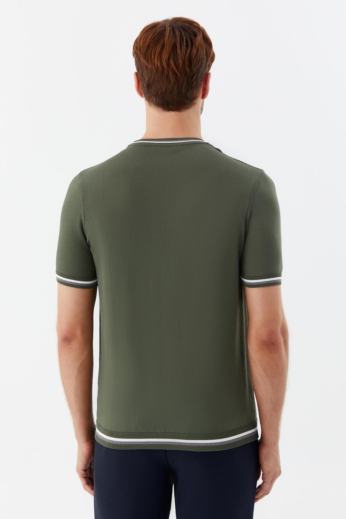Yeşil Regular Fit Bisiklet Yaka Triko T-Shirt
