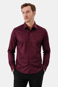 Bordo KLASİK YAKA REGULAR GÖMLEK