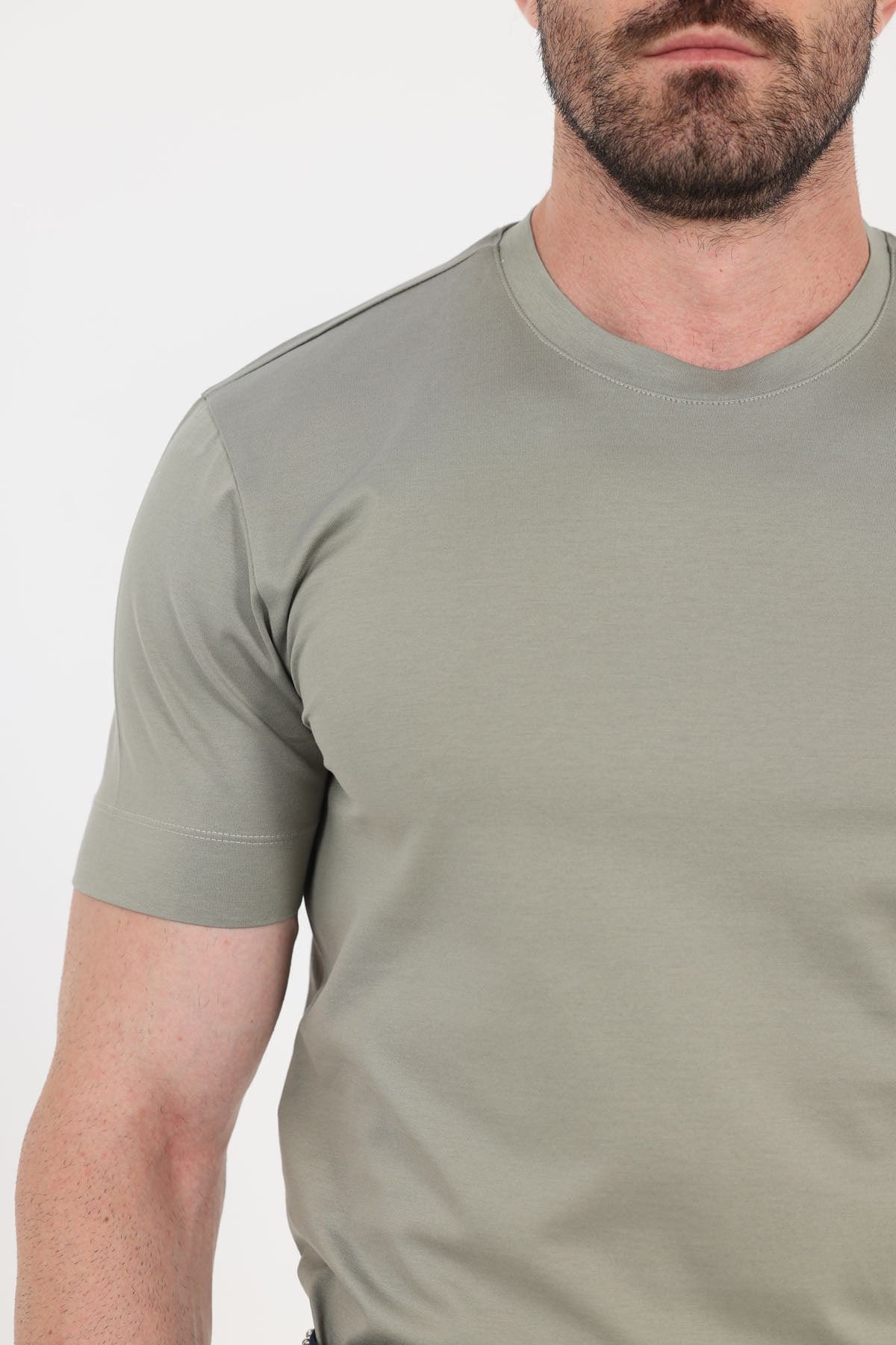 Çağla Yeşili %100 Pamuk Regular Fit Bisiklet Yaka Basic T-Shirt