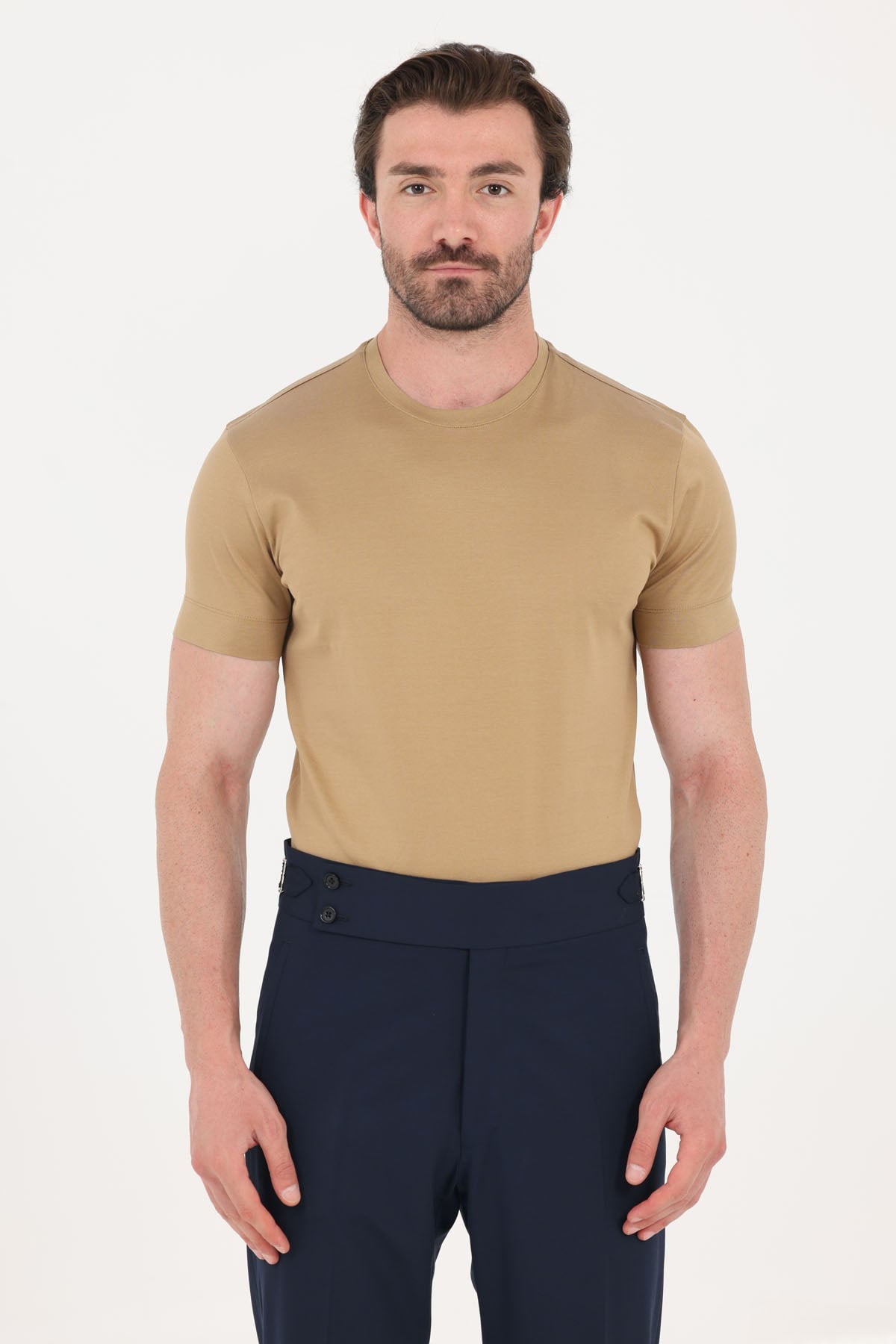 Camel %100 Pamuk Regular Fit Bisiklet Yaka Basic T-Shirt