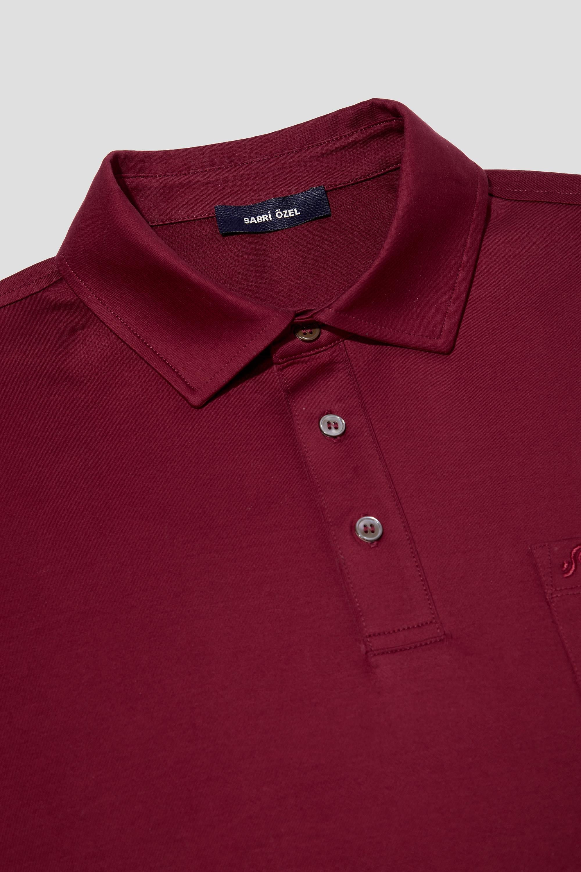 Cep Detaylı Düğmeli Polo Yaka Erkek T-Shirt Kırmızı