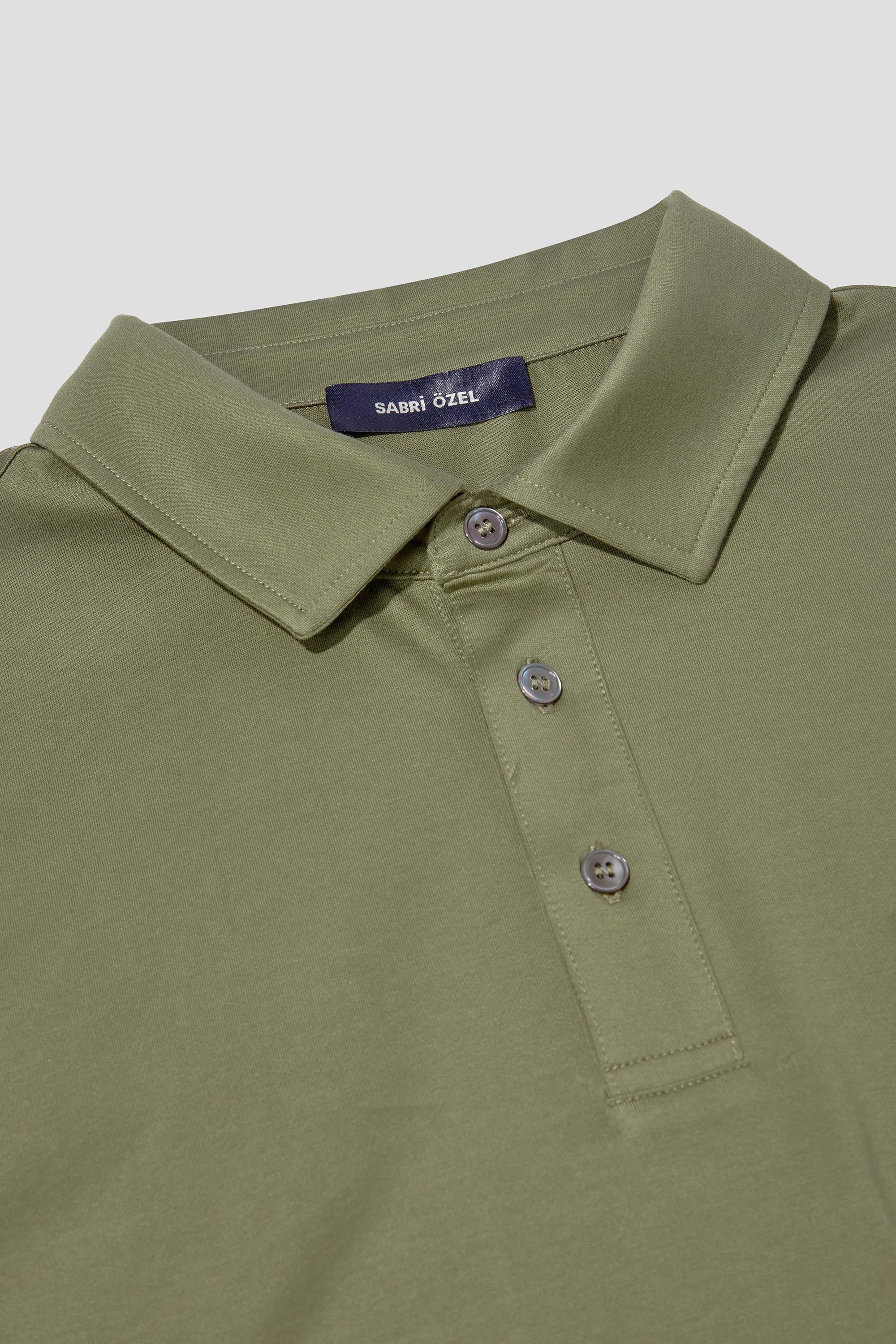 Yeşil %100 Pamuk Regular Fit Cepli Polo Yaka T-Shirt