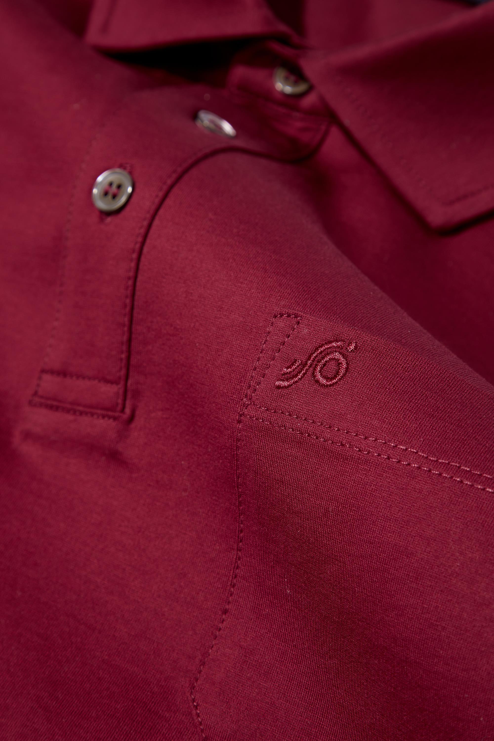 Cep Detaylı Düğmeli Polo Yaka Erkek T-Shirt Kırmızı