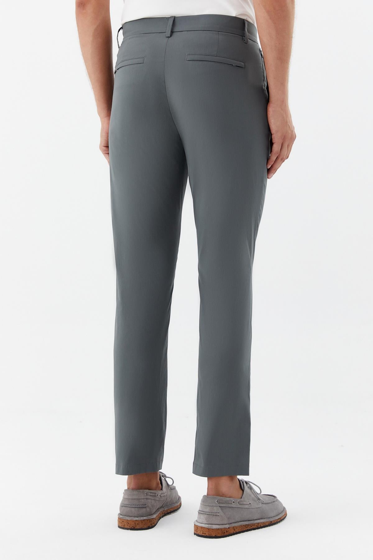 Erkek Haki Normal Kesim Regular Fit Yan Cep Normal Bel Chino Pantolon