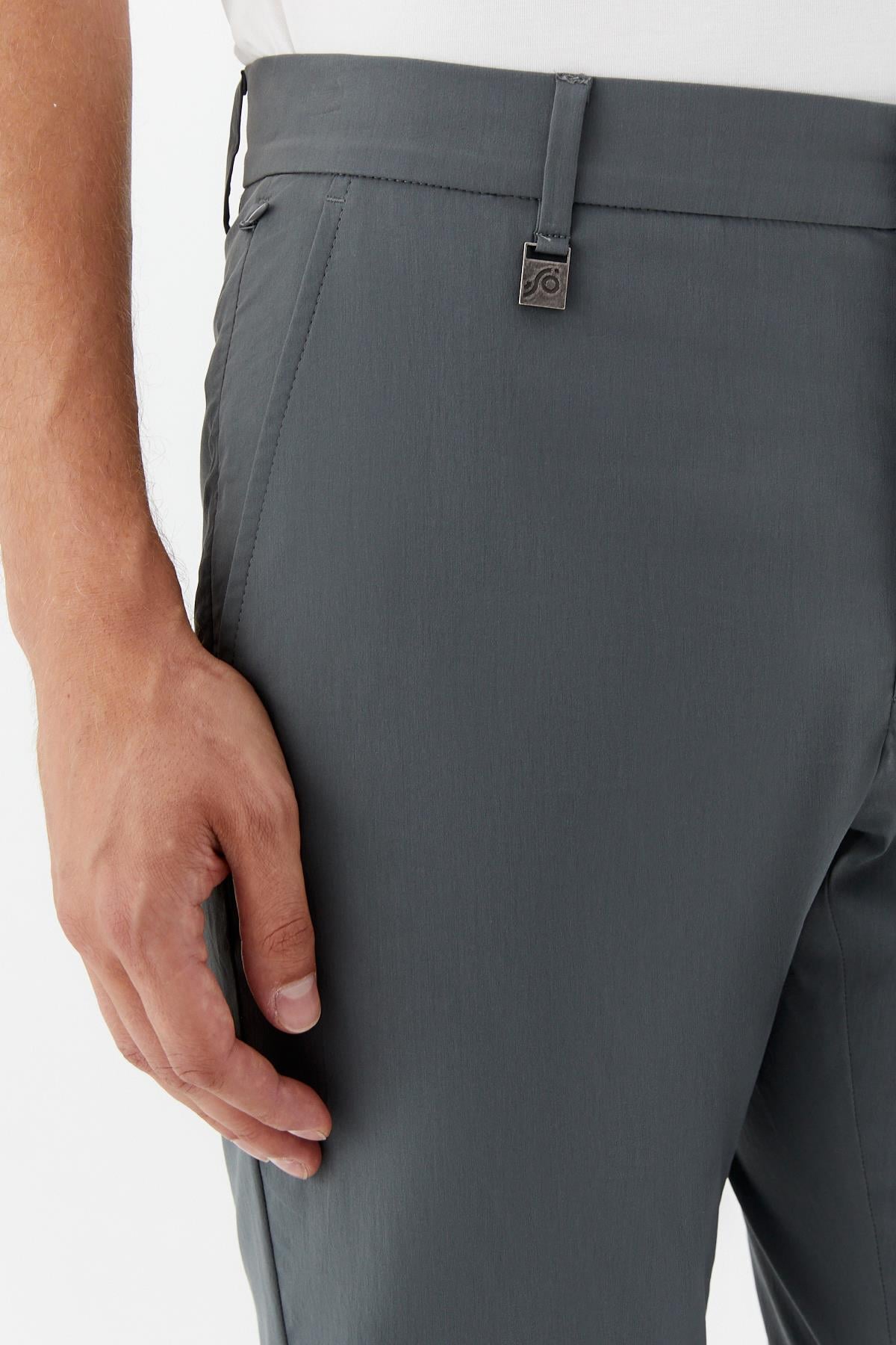 Erkek Haki Normal Kesim Regular Fit Yan Cep Normal Bel Chino Pantolon
