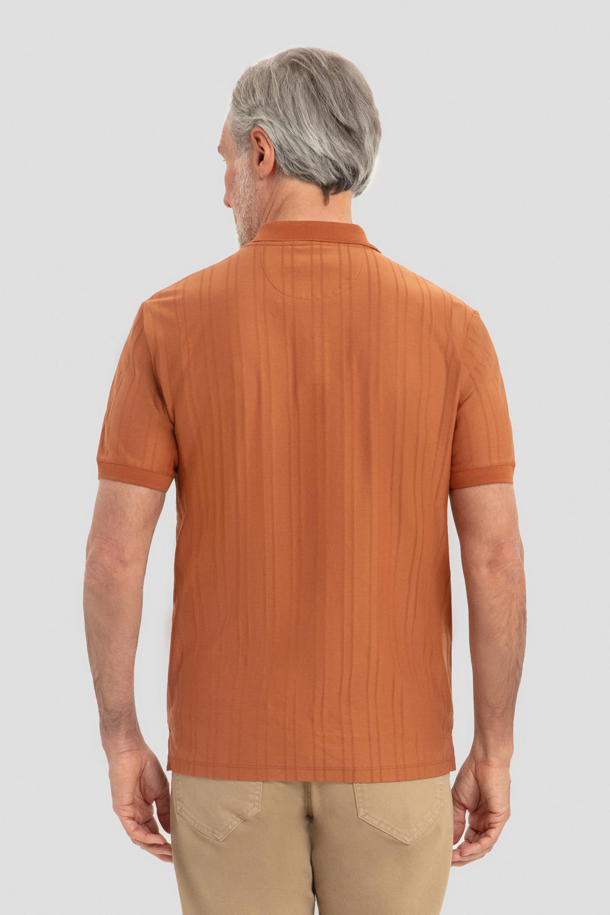 Tarçın %100 Pamuk Regular Fit Jakar Desenli Polo Yaka T-Shirt