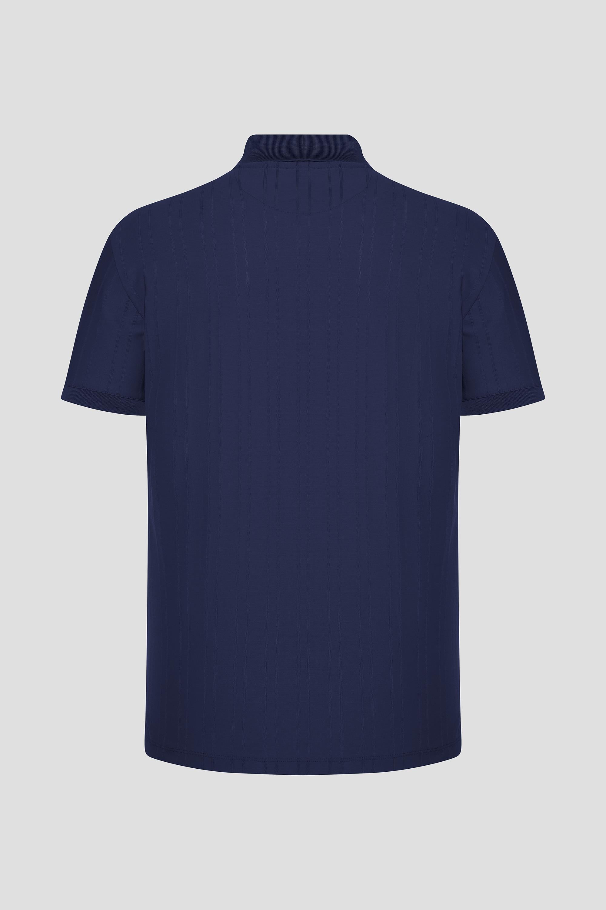 Lacivert %100 Pamuk Regular Fit Jakar Desenli Polo Yaka T-Shirt