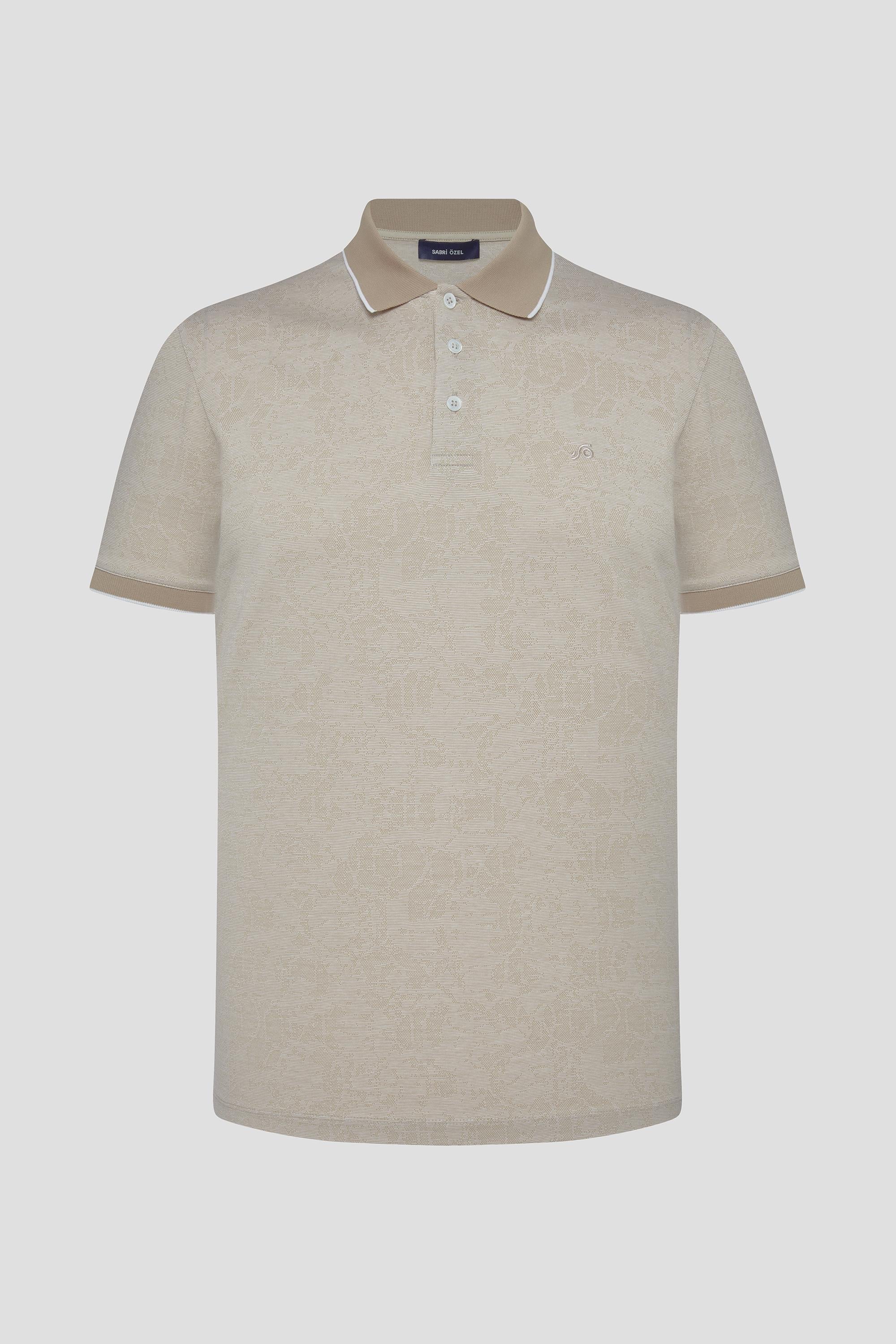 Kahve %100 Pamuk Regular Fit Desenli Polo Yaka T-Shirt