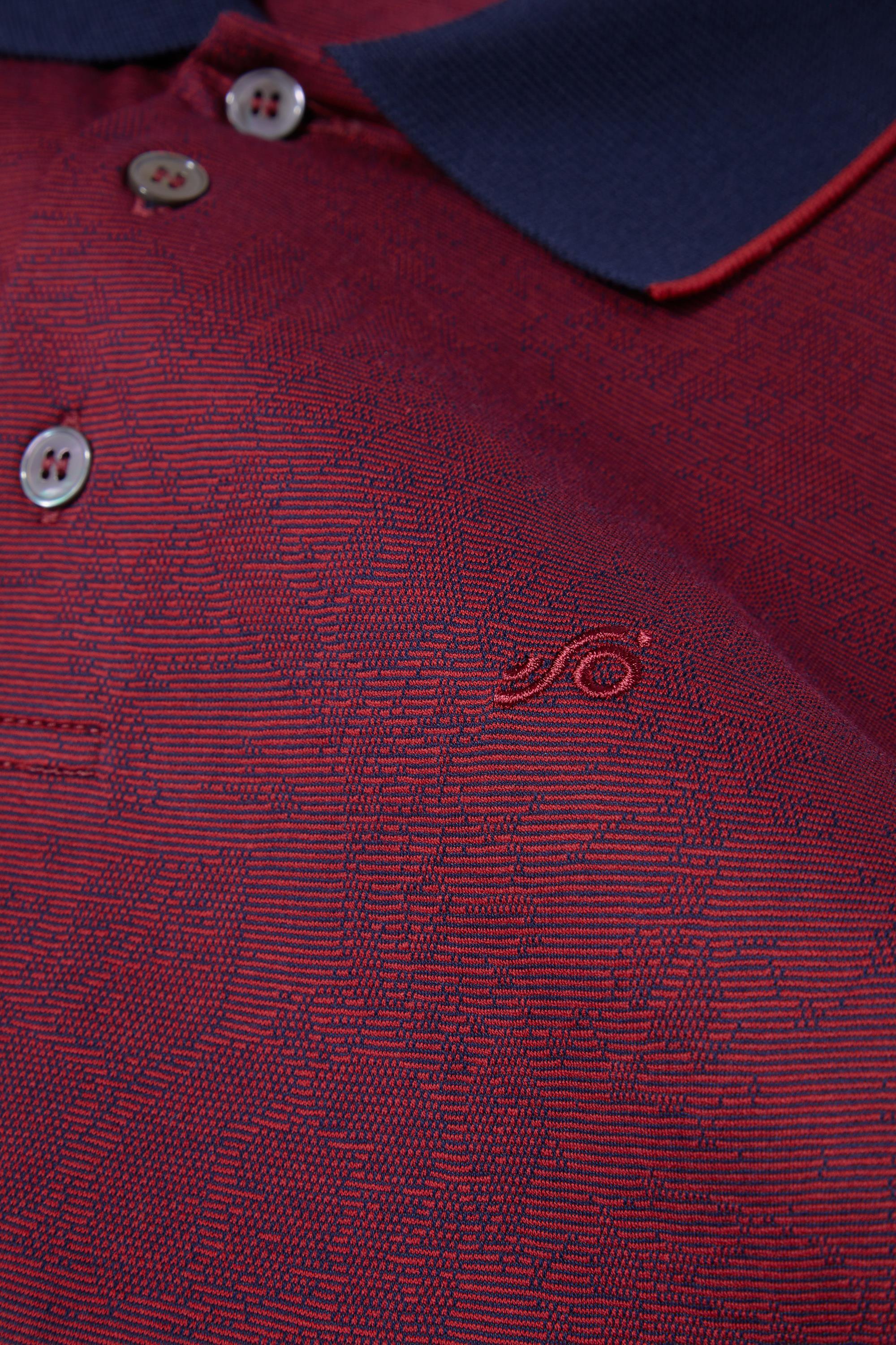 Lacivert %100 Pamuk Regular Fit Desenli Polo Yaka T-Shirt