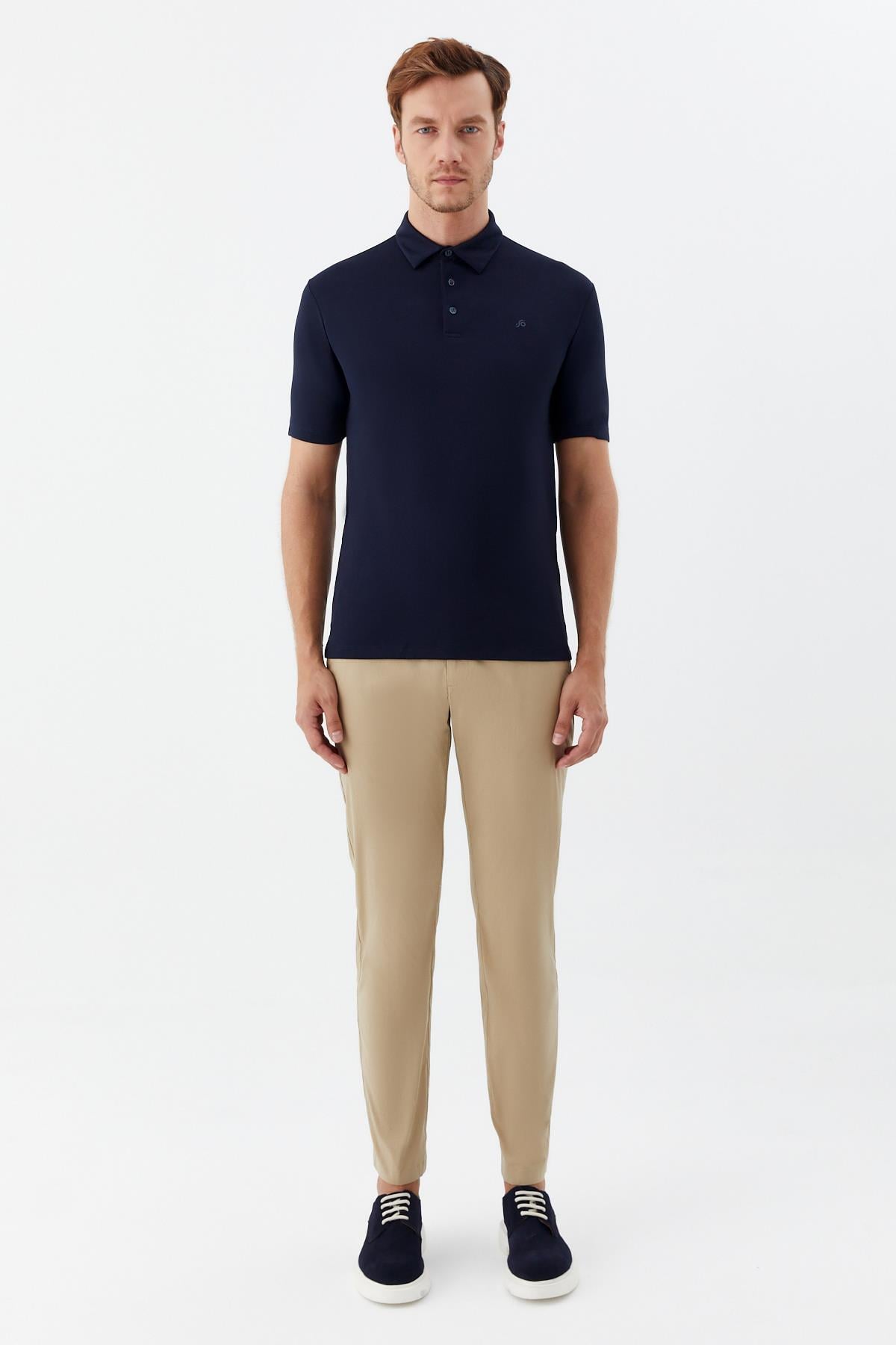 Lacivert Pamuklu Pike Slim Fit Polo Yaka T-Shirt