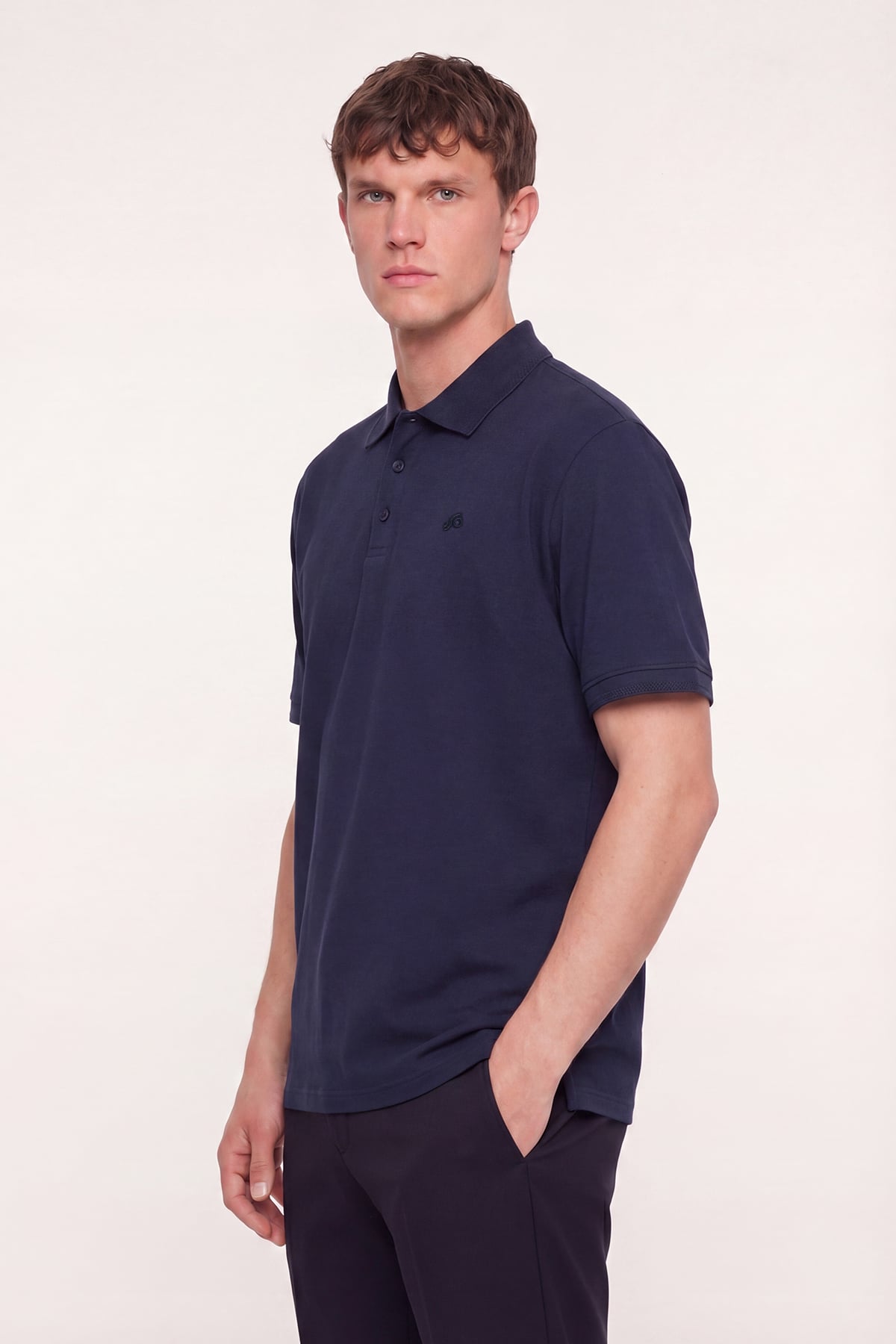 Lacivert Pamuklu Pike Basic Regular Fit Polo Yaka T-Shirt