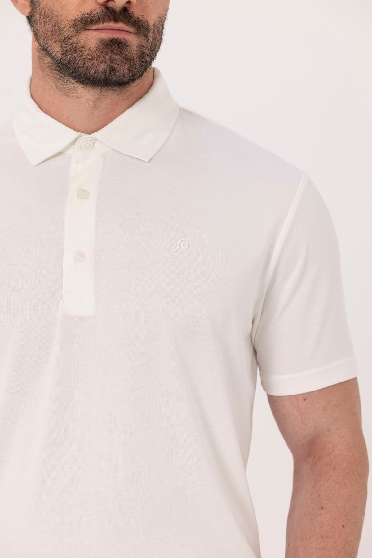 Ekru Modal Polo Yaka T-Shırt
