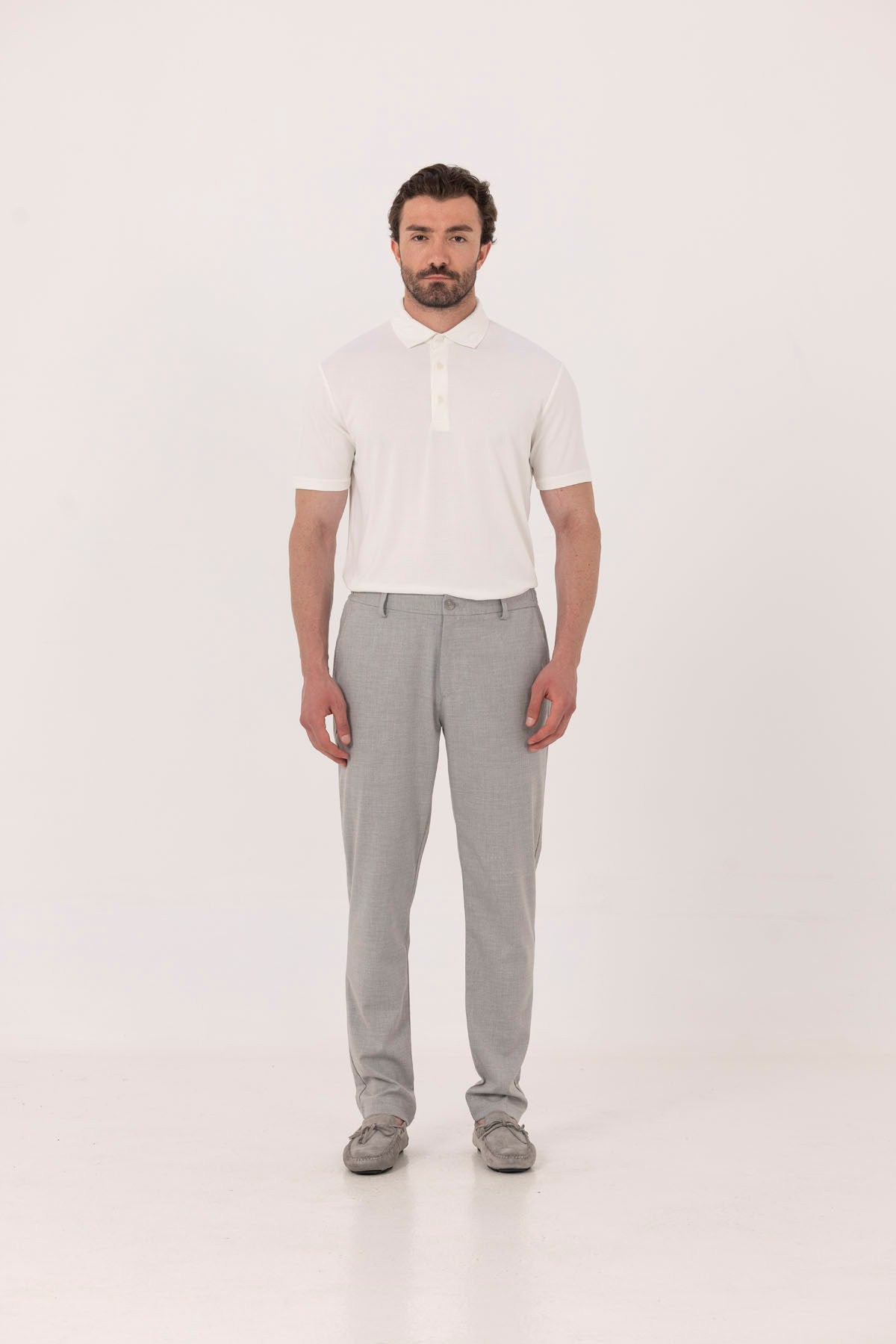 Ekru Modal Regular Fit Polo Yaka T-Shirt