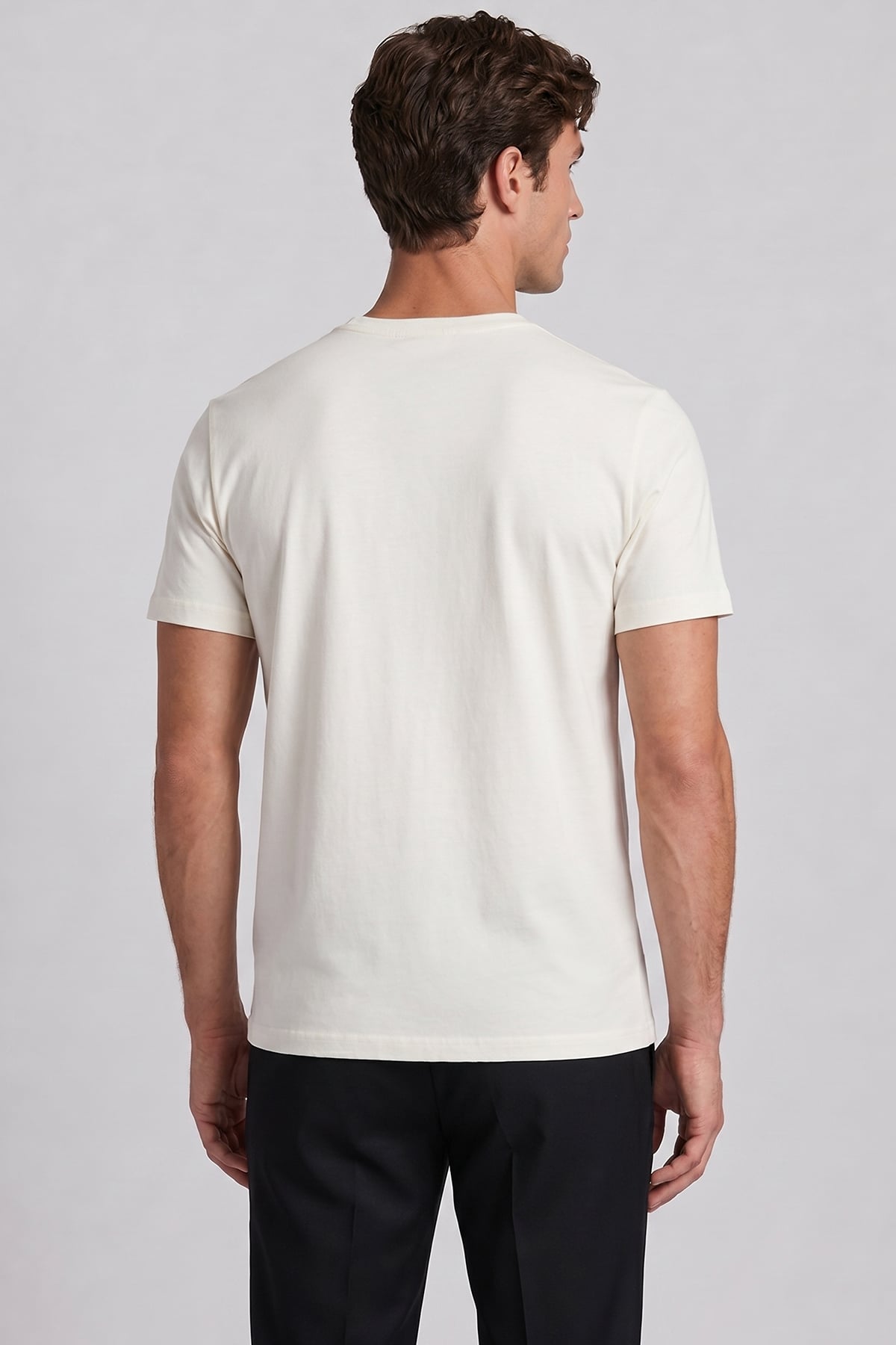 Erkek Ekru Normal Kesim Regular Fit %100 Pamuk Bisiklet Yaka Basic Tişört