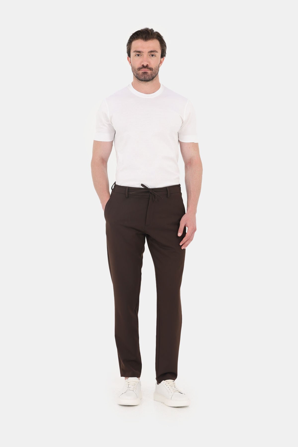 Ekru %100 Pamuk Regular Fit Bisiklet Yaka Basic T-Shirt