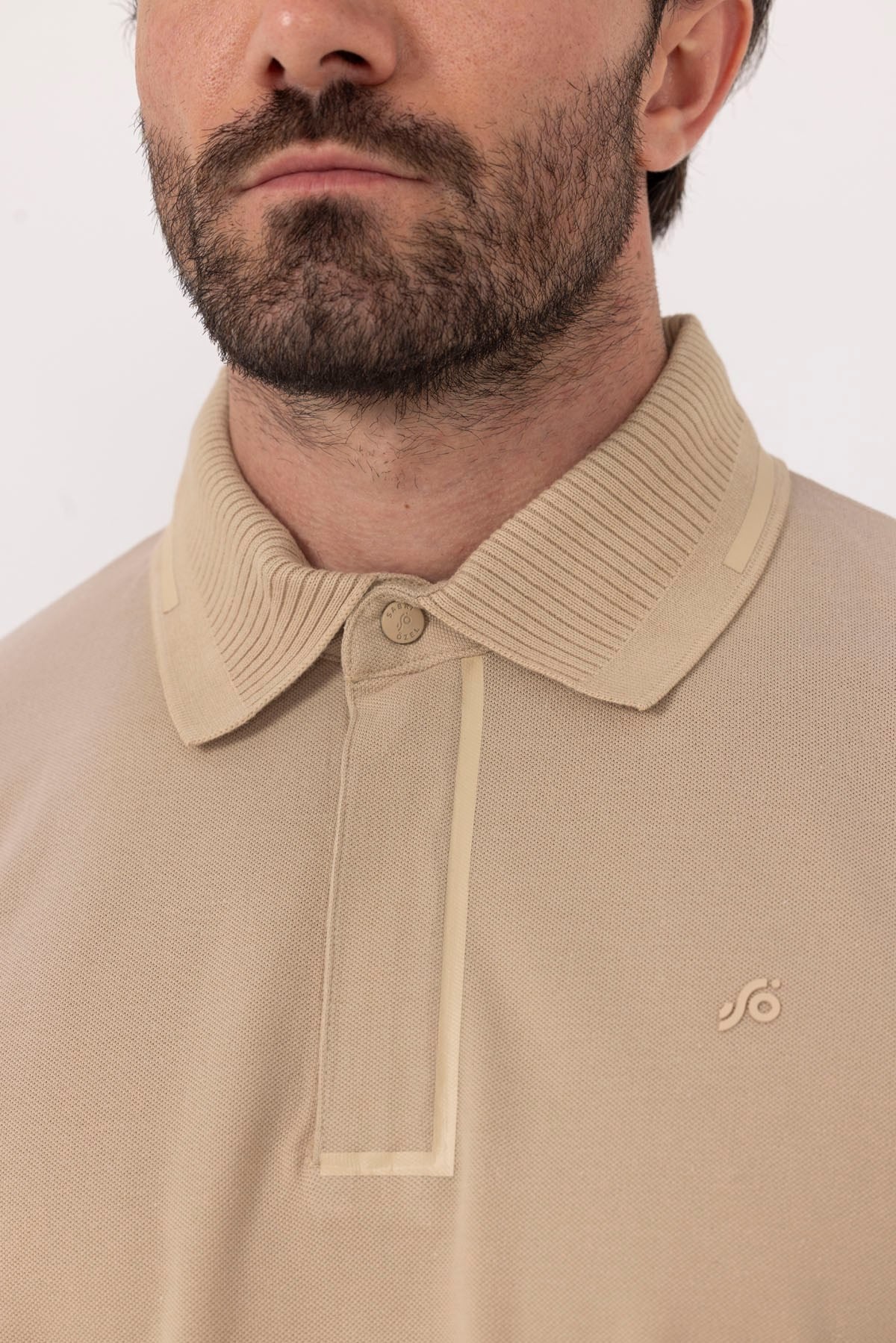 Bej %100 Pamuk Bisiklet Yaka Düz Renk Basic T-Shirt