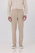 Bej Keten Görünümlü Arka Lastikli Köprü Kemerli Bağcıklı Regular Fit Jogger Pantolon