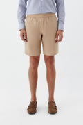 Sand 100% Linen Regular Fit Elastic Waist Bermuda Shorts