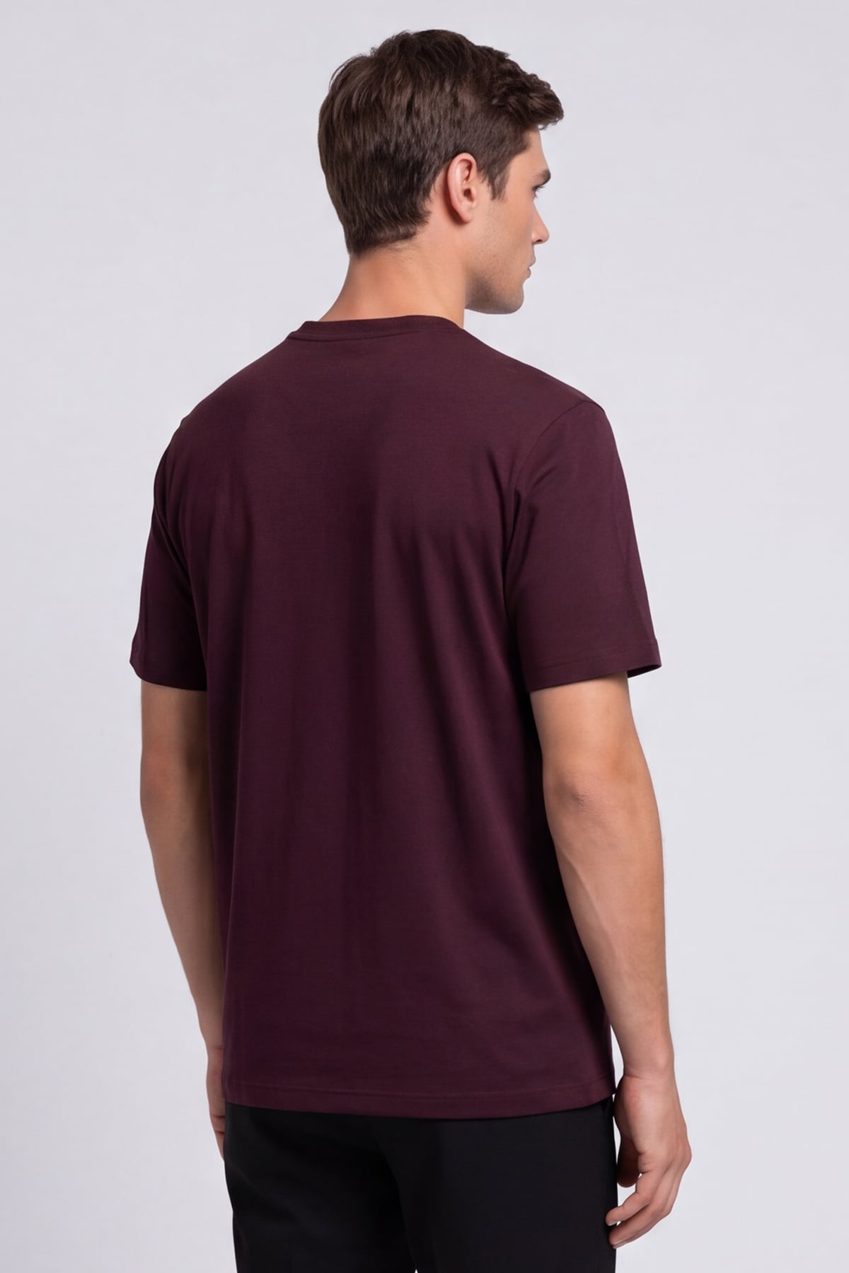 Erkek Bordo Normal Kesim Regular Fit %100 Pamuk Bisiklet Yaka Basic Tişört