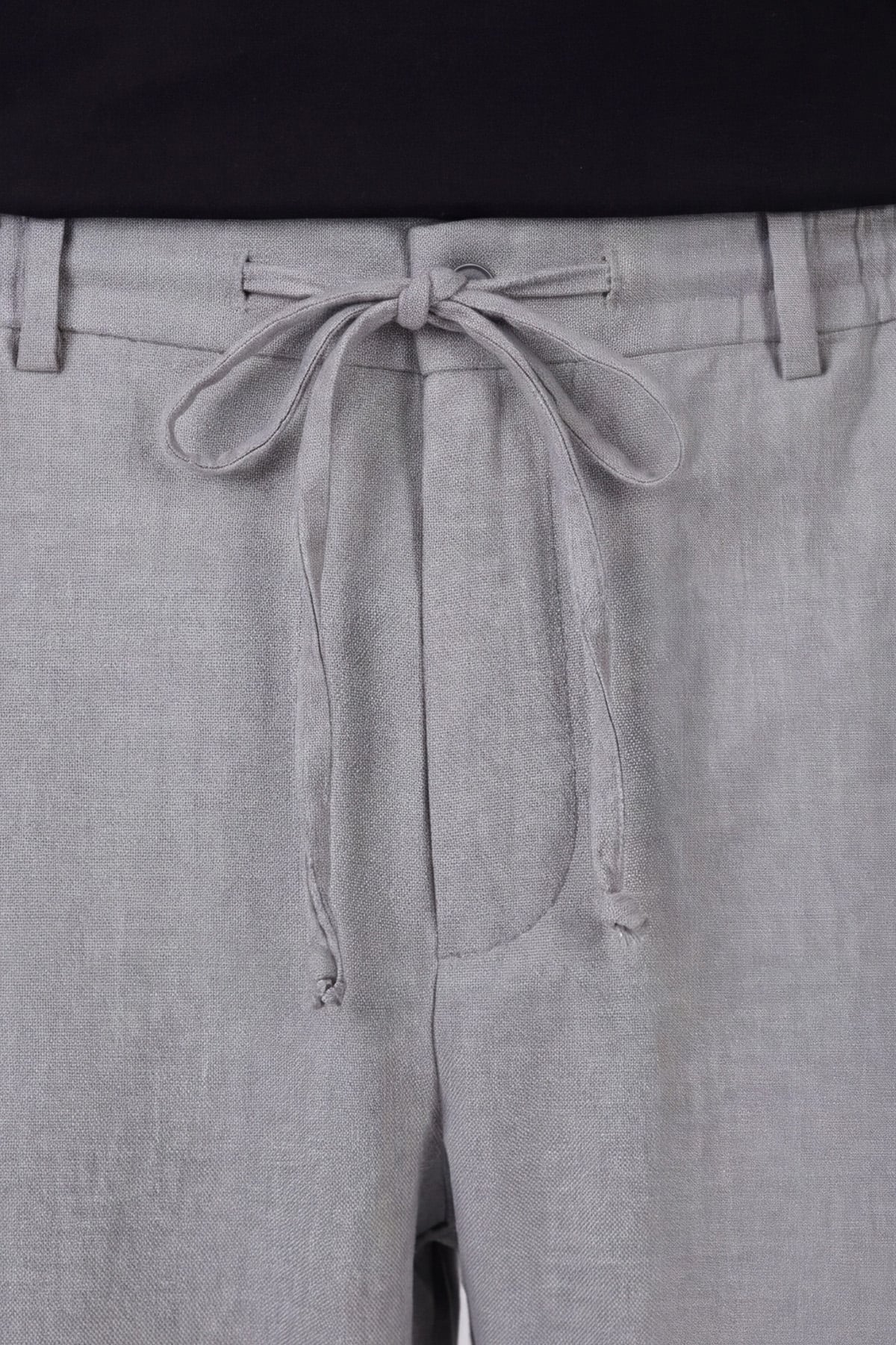 Erkek Gri Normal Kesim Regular Fit Viskon Bel Lastikli Düz Paça Pantolon