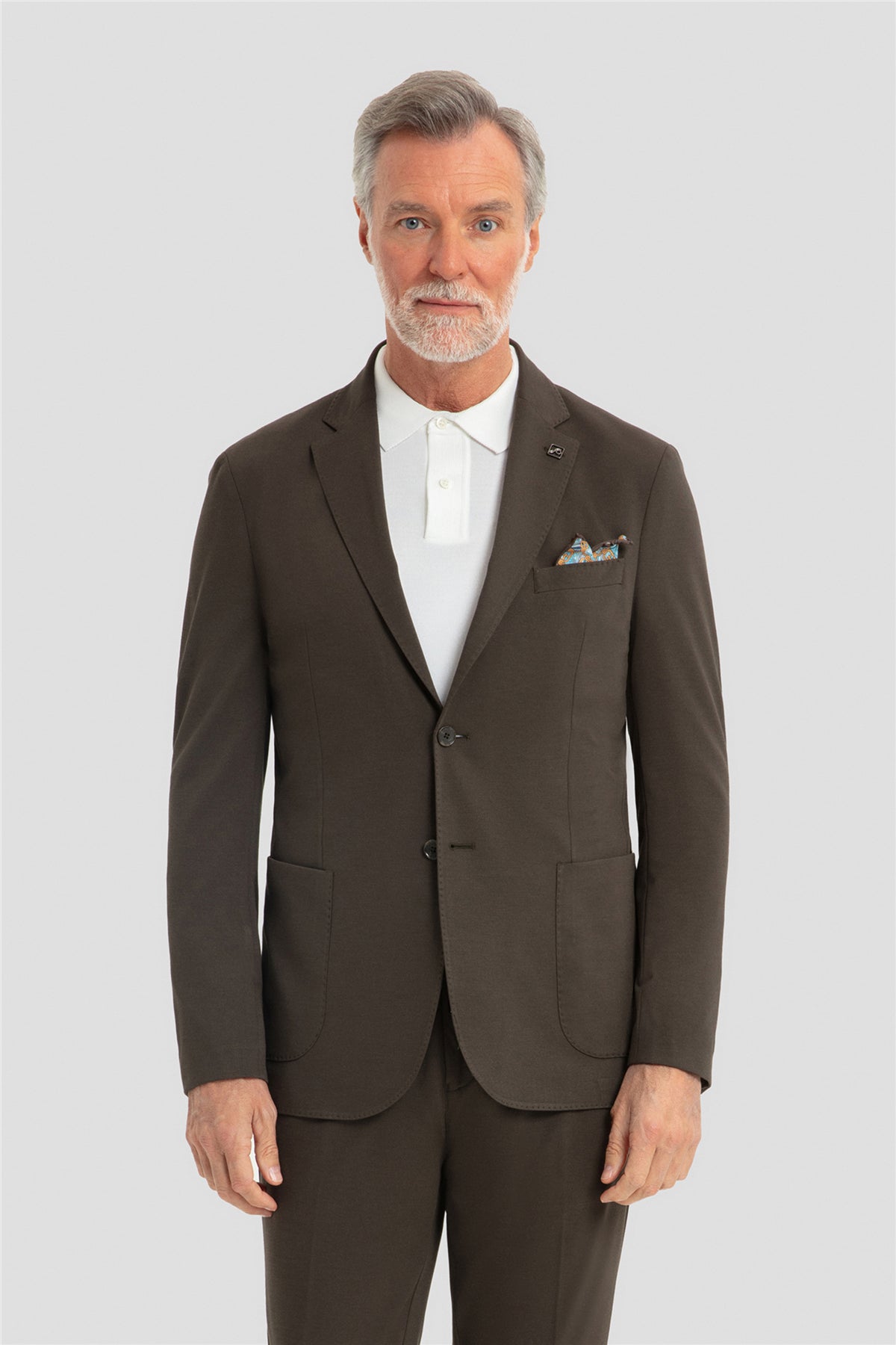 Erkek Koyu Haki Dar Kesim Slim Fit Modal Kumaş Mono Yaka Lastikli Bel Astarsız 6 Drop Takım Elbise