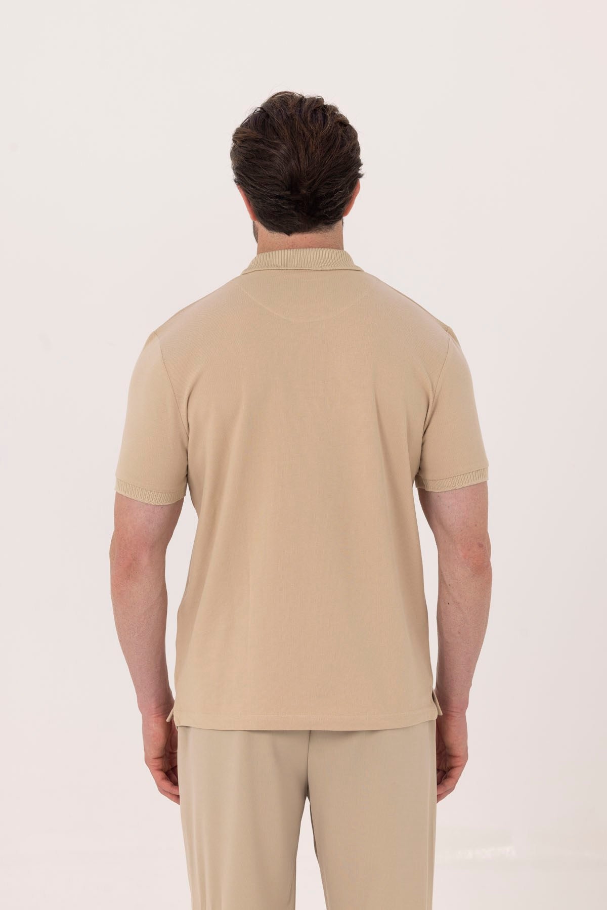Kum %100 Pamuk Patlı Polo Yaka Regular Fit T-Shirt