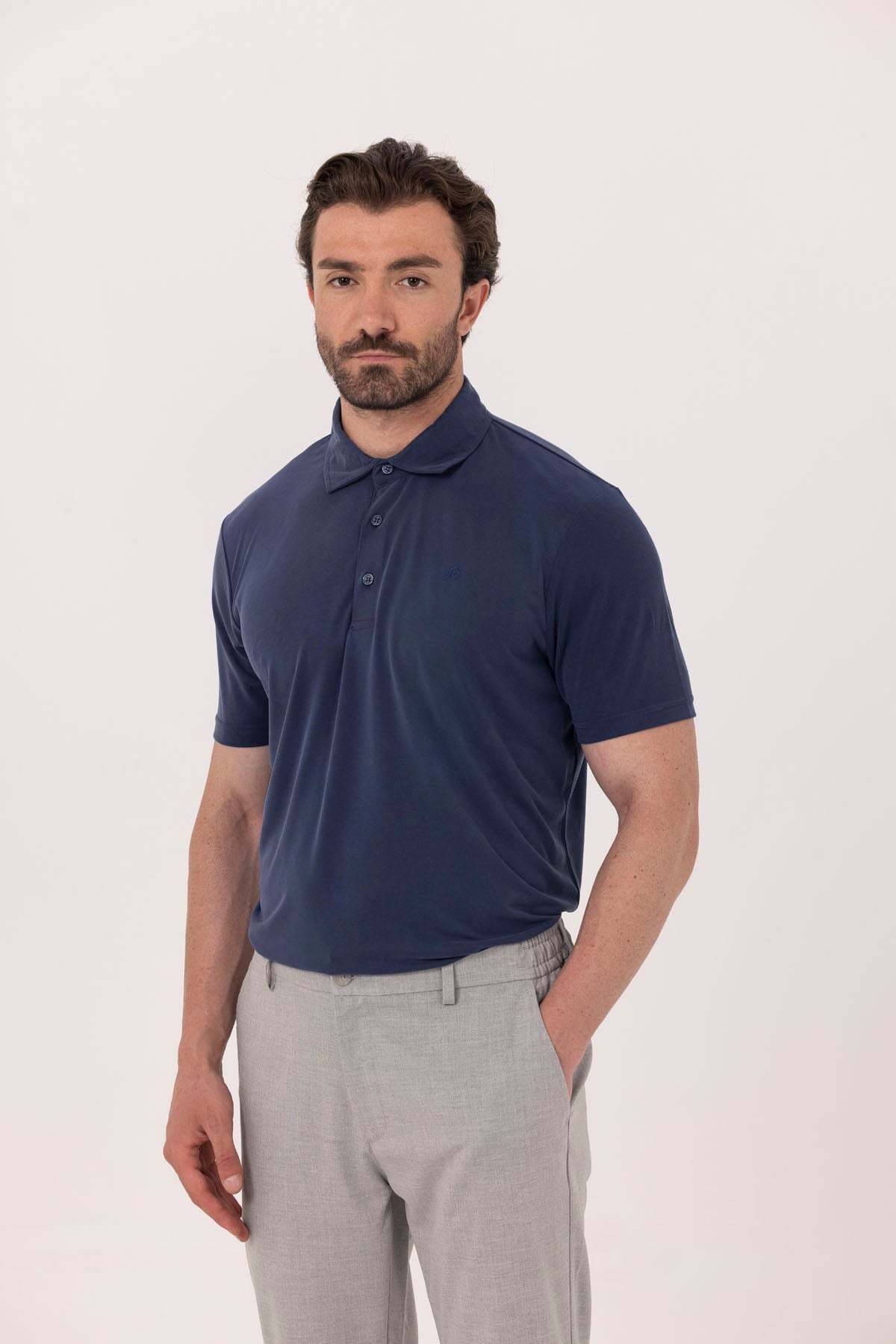 Lacivert Modal Polo Yaka T-Shırt