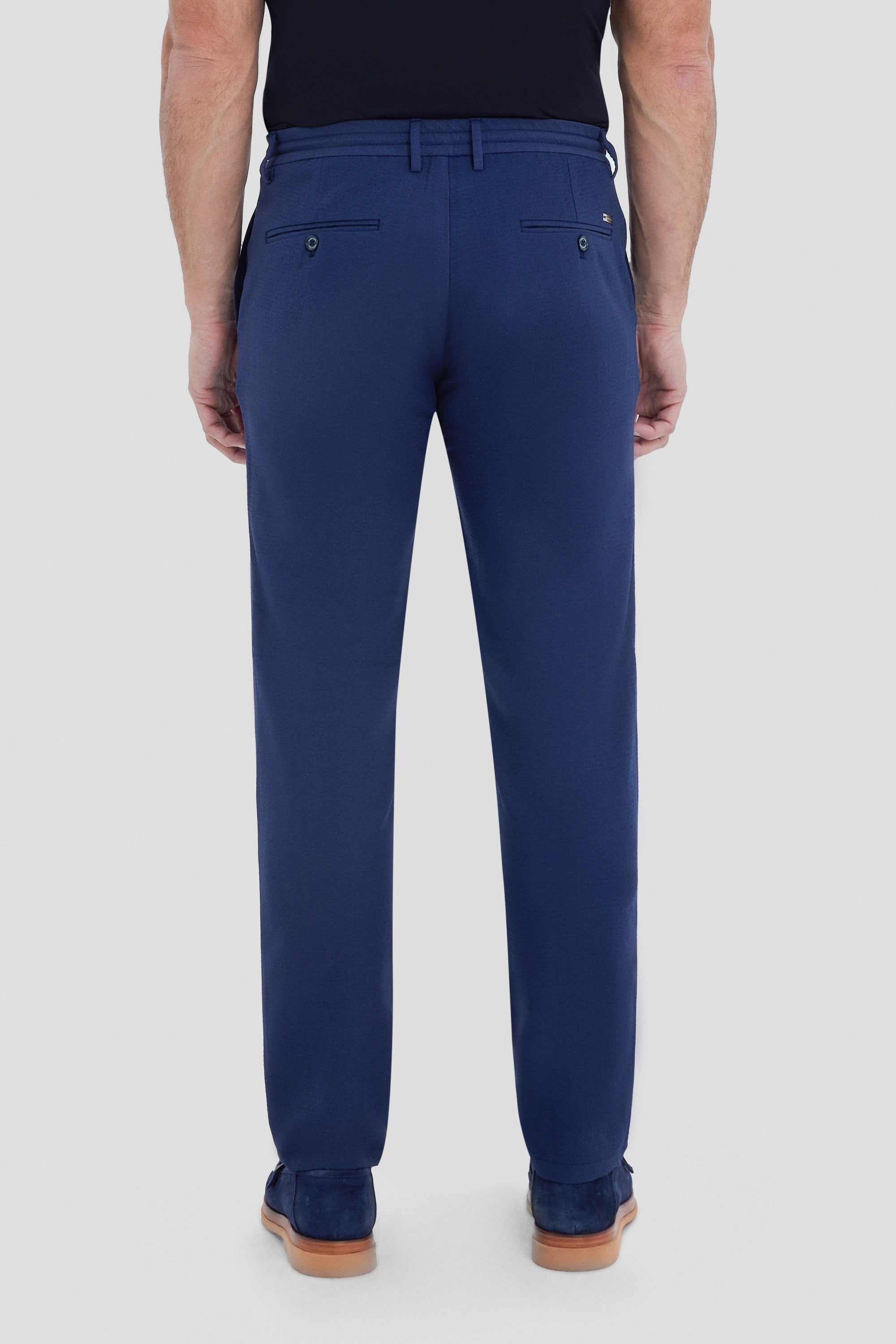 Lacivert Regular Fit Yan Cep Lastikli Bel Klasik Paça Jogger Pantolon