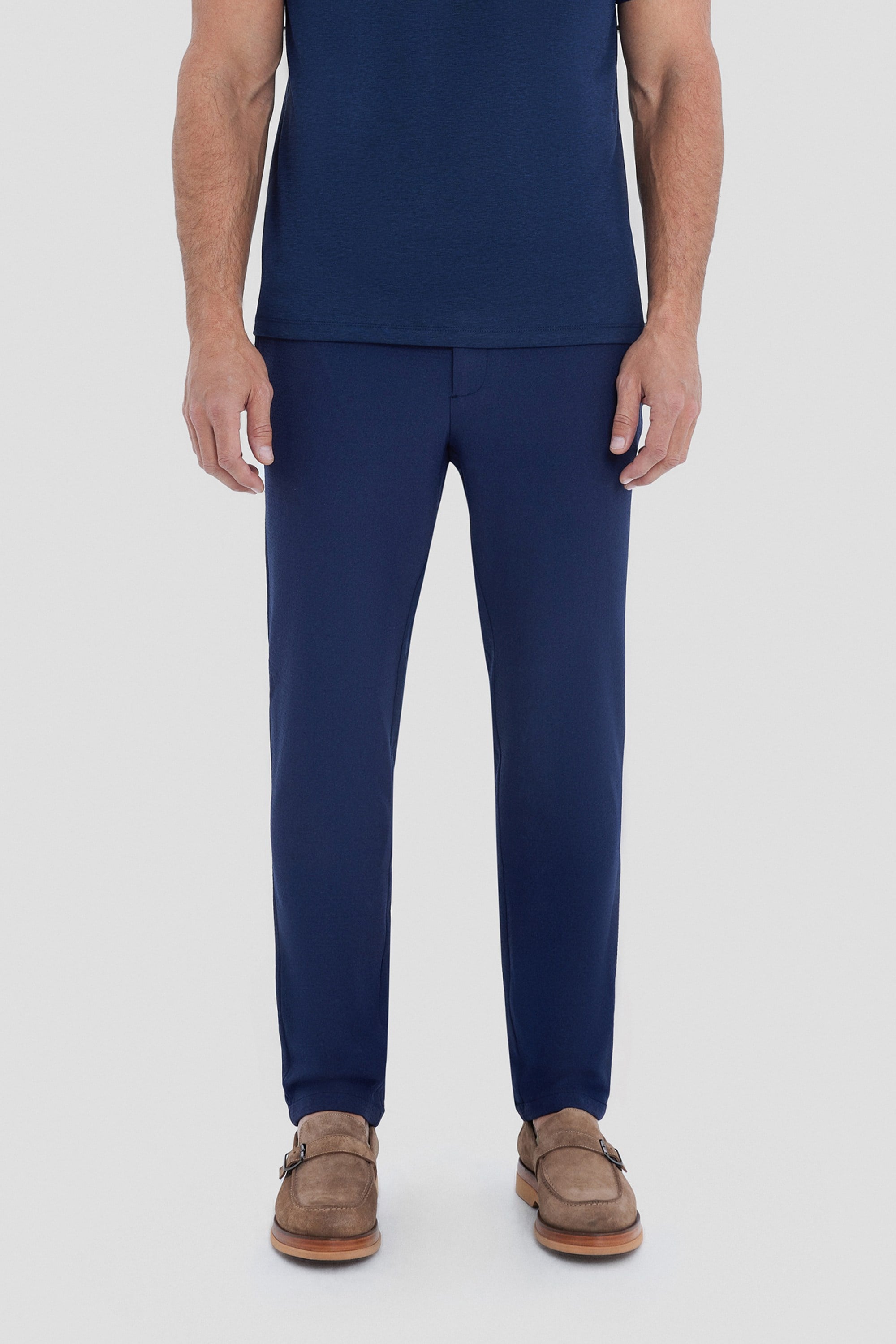 Lacivert Regular Fit Yan Cep Lastikli Bel Klasik Paça Jogger Pantolon