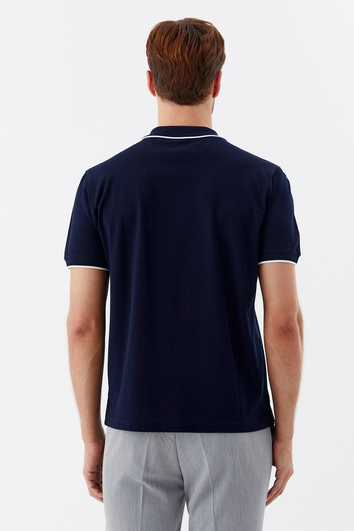 Lacivert Regular Fit %100 Pamuk Fermuarlı Polo Yaka T-Shirt