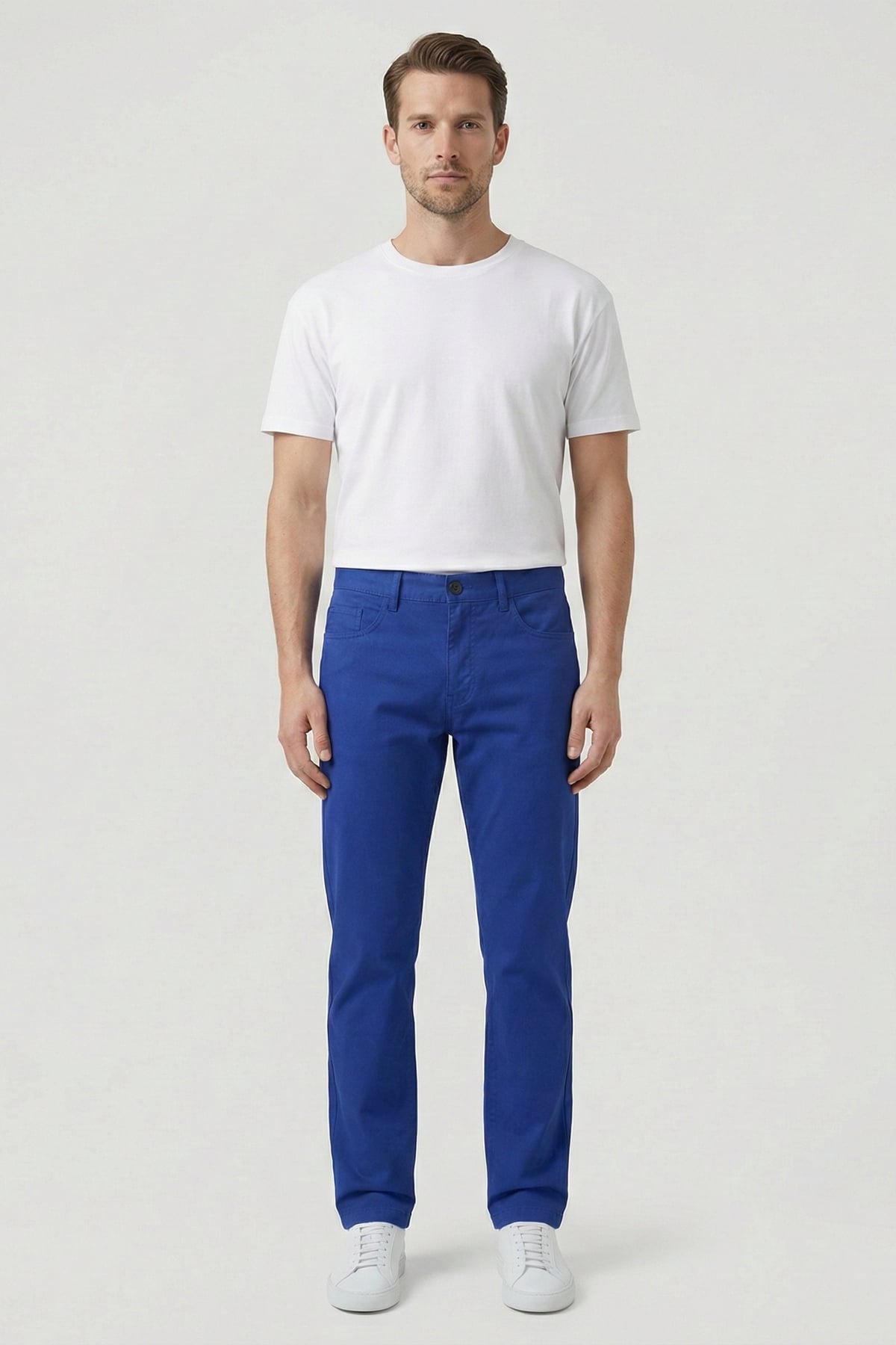 Giotelli Erkek İndigo Dar Kesim Slim Fit Dokuma Beş Cep Normal Bel Pantolon