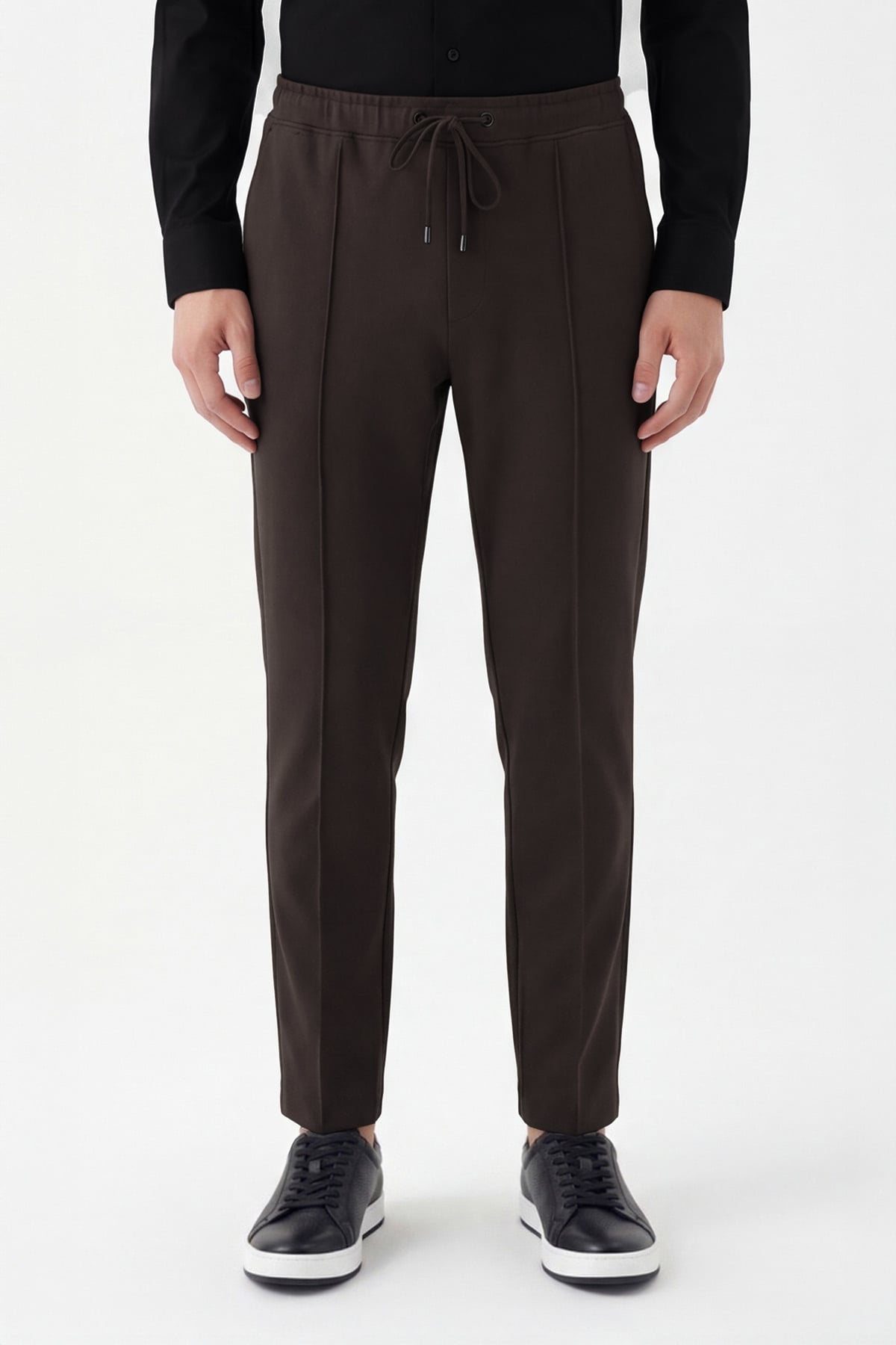 Giotelli Erkek Koyu Kahve Dar Kesim Slim Fit Yan Cep Bel Lastikli Jogger Pantolon
