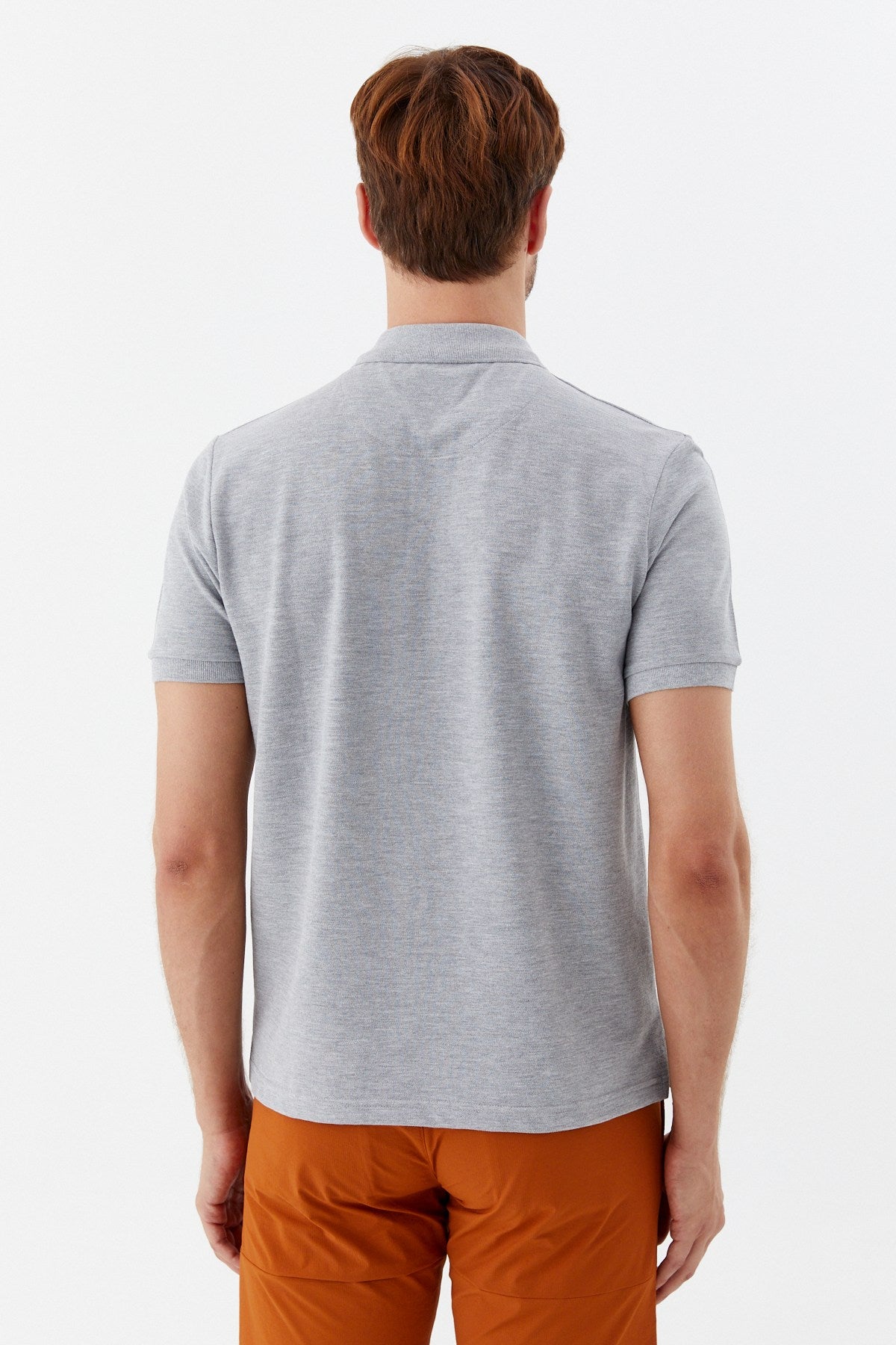 Gri Melanj %100 Pamuk Regular Fit Klasik Polo Yaka T-Shirt