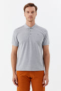 Gri Melanj %100 Pamuk Regular Fit Klasik Polo Yaka T-Shirt