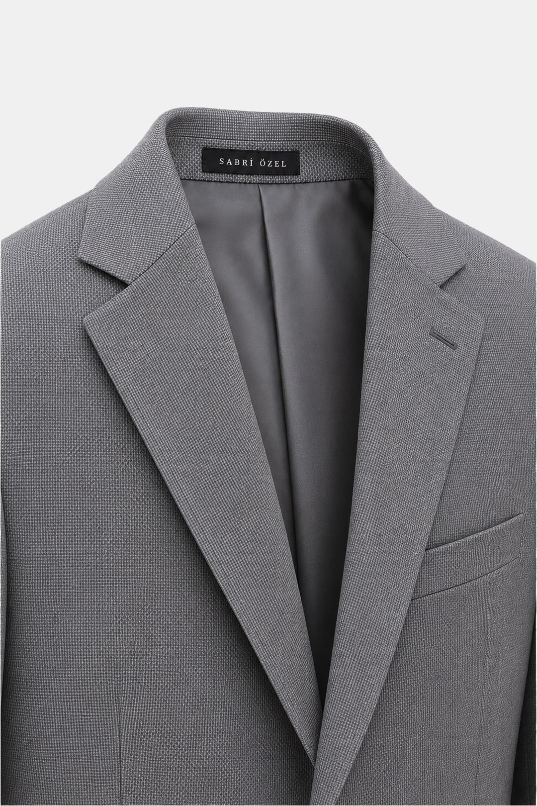 Gri Slim Fit Normal Bel 6 Drop Mono Yaka Takım Elbise