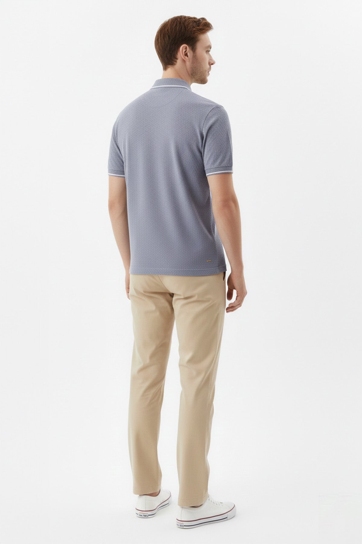 Erkek Gri Dar Kesim Slim Fit %100 Pamuk Jakarlı Triko Polo Yaka Tişört